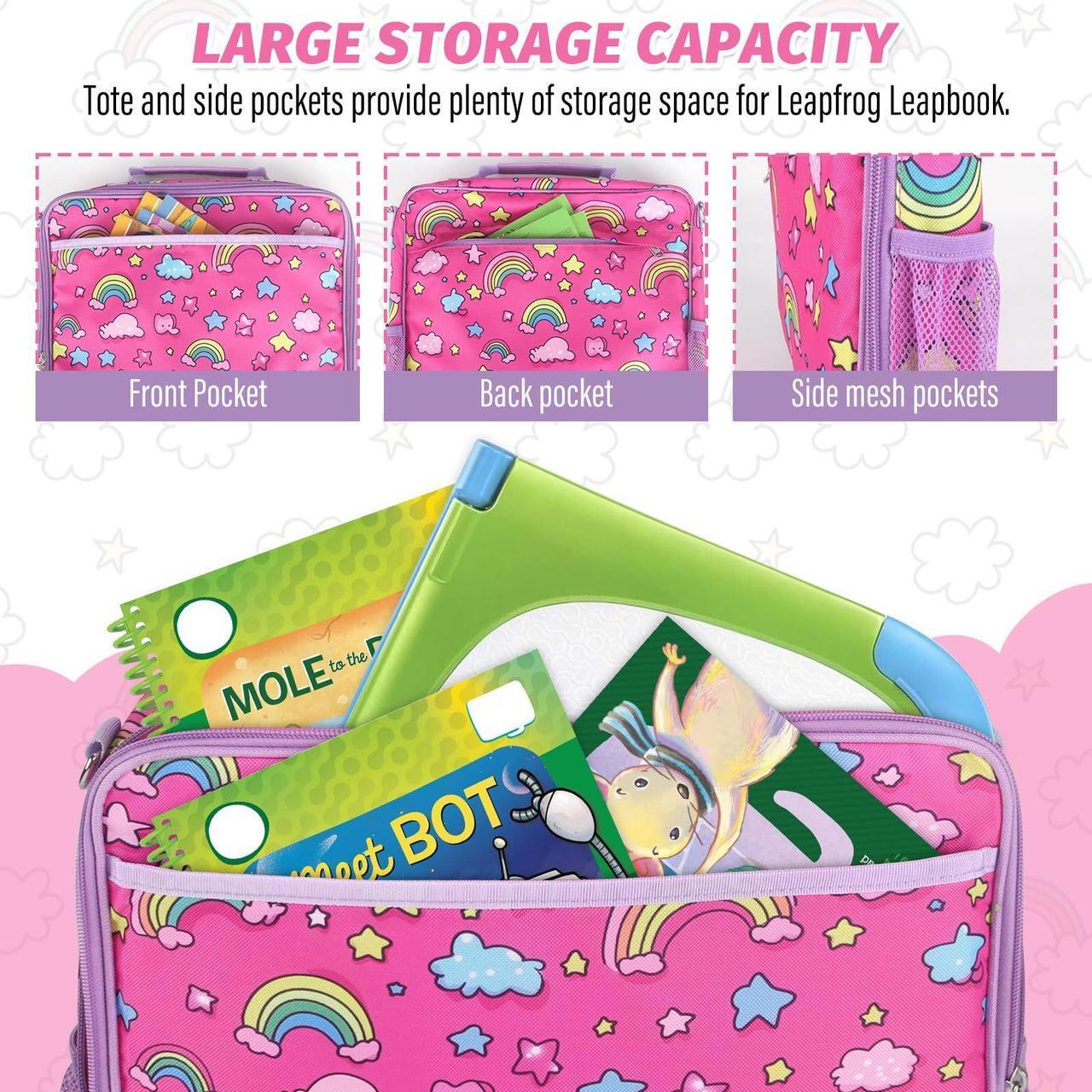 Alt view image 3 of 5 - Portable Bag Compatible with LeapFrog LeapStart 3D Interactive Learning System, Carrying Bag for Leapfrog Leapstart Books Storage for 5-6 Books (Case only)-Pink