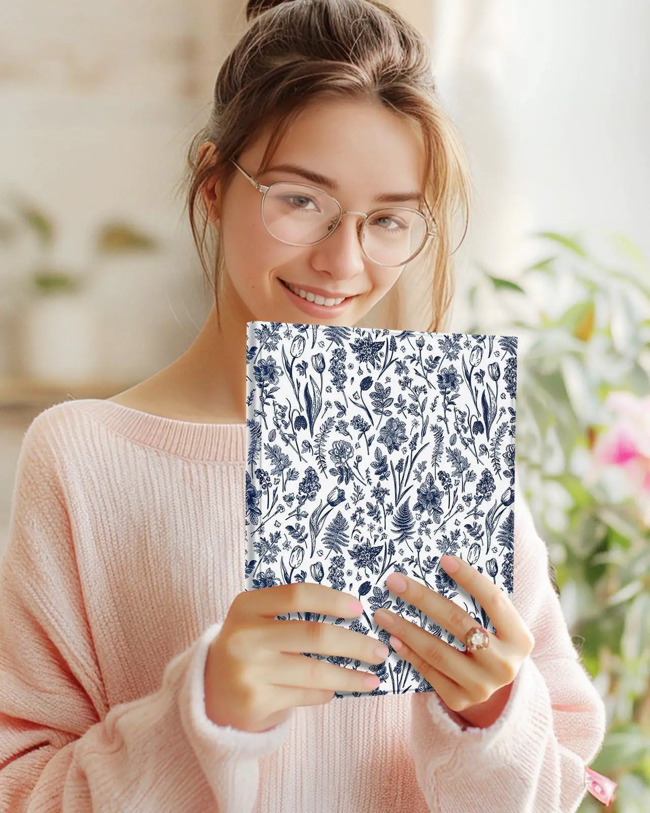 Alt view image 3 of 5 - Uppuppy for iPad Air 11 inch Case 2024 - Air 5th/4th Generation 10.9, Pro 11 Case with Keyboard Pencil Holder Tablet Cover Folio Women Girl Cute Teen Blue Floral for iPad Air 11 2024 (M2), Pro 11