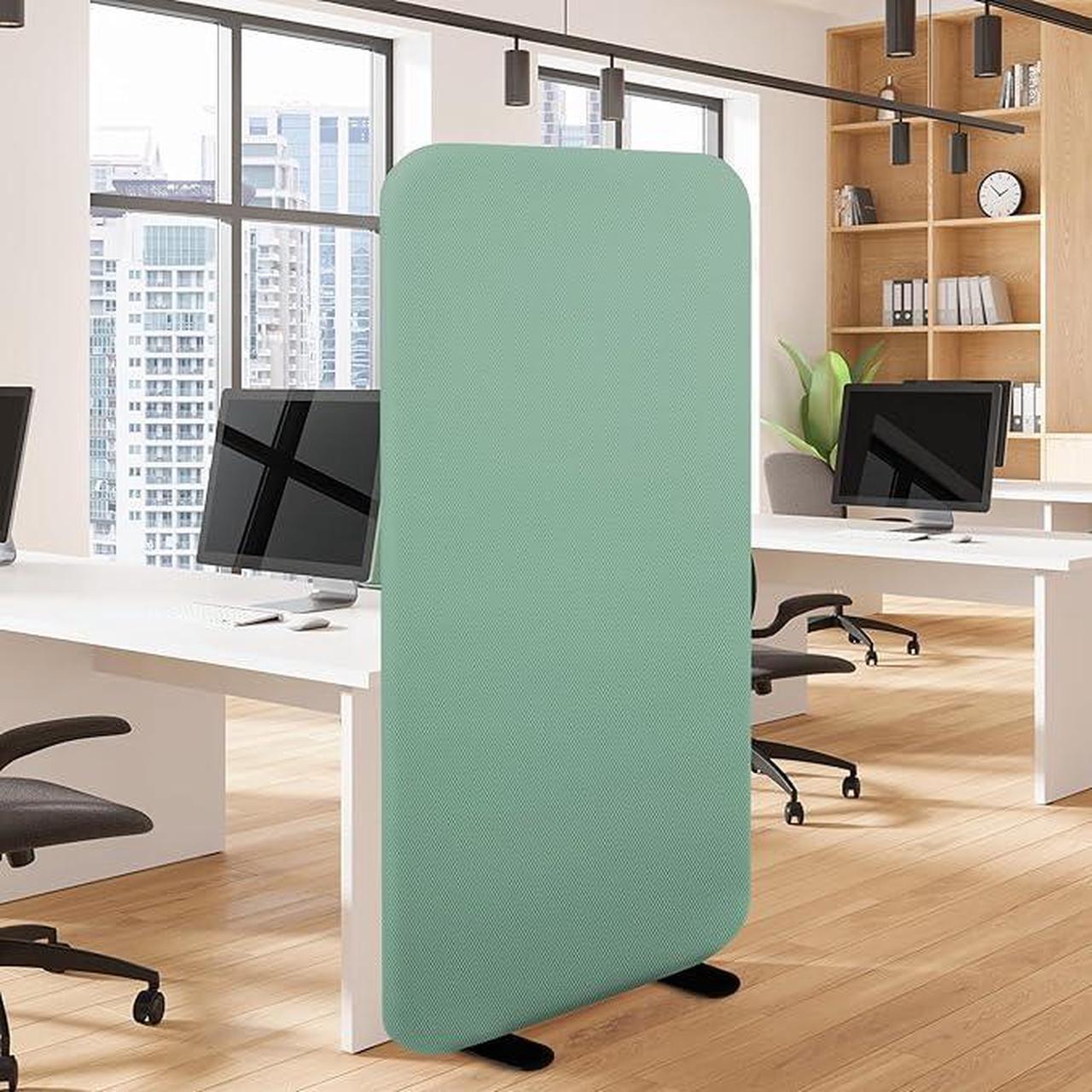 Alt view image 2 of 6 - DECOLAB Standing Room Divider, Space Privacy Partition Wall Panel for Studio Apartment, Office, Home, Classroom, Scratch Resistance, 29"x65", Aqua