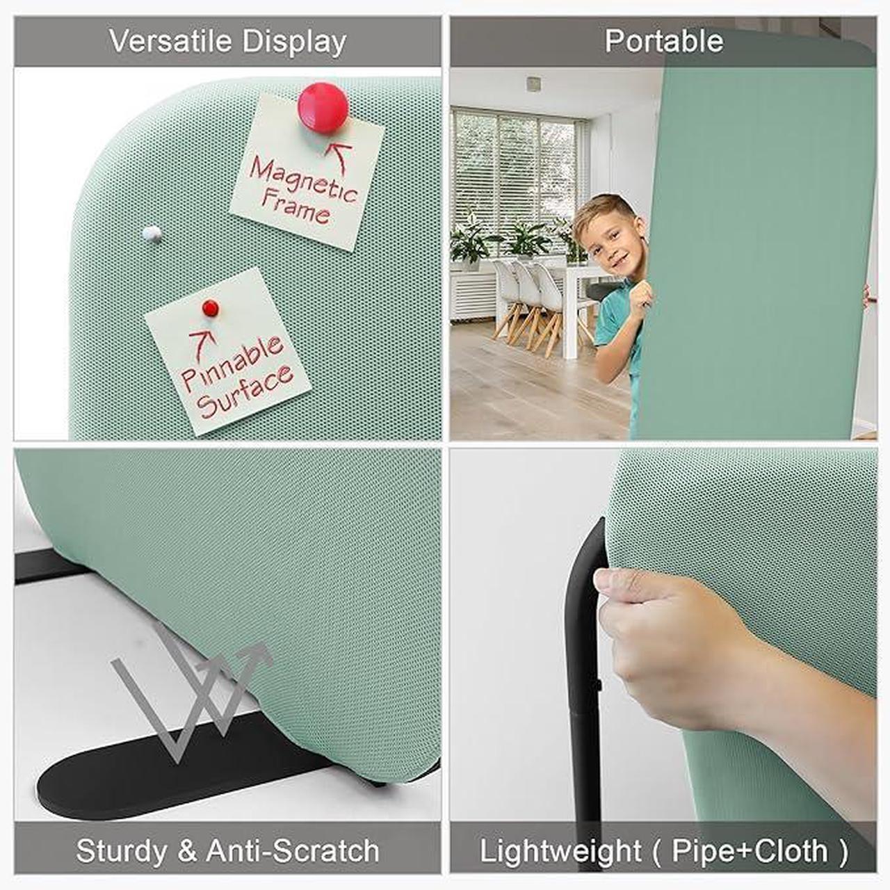 Alt view image 4 of 6 - DECOLAB Standing Room Divider, Space Privacy Partition Wall Panel for Studio Apartment, Office, Home, Classroom, Scratch Resistance, 29"x65", Aqua