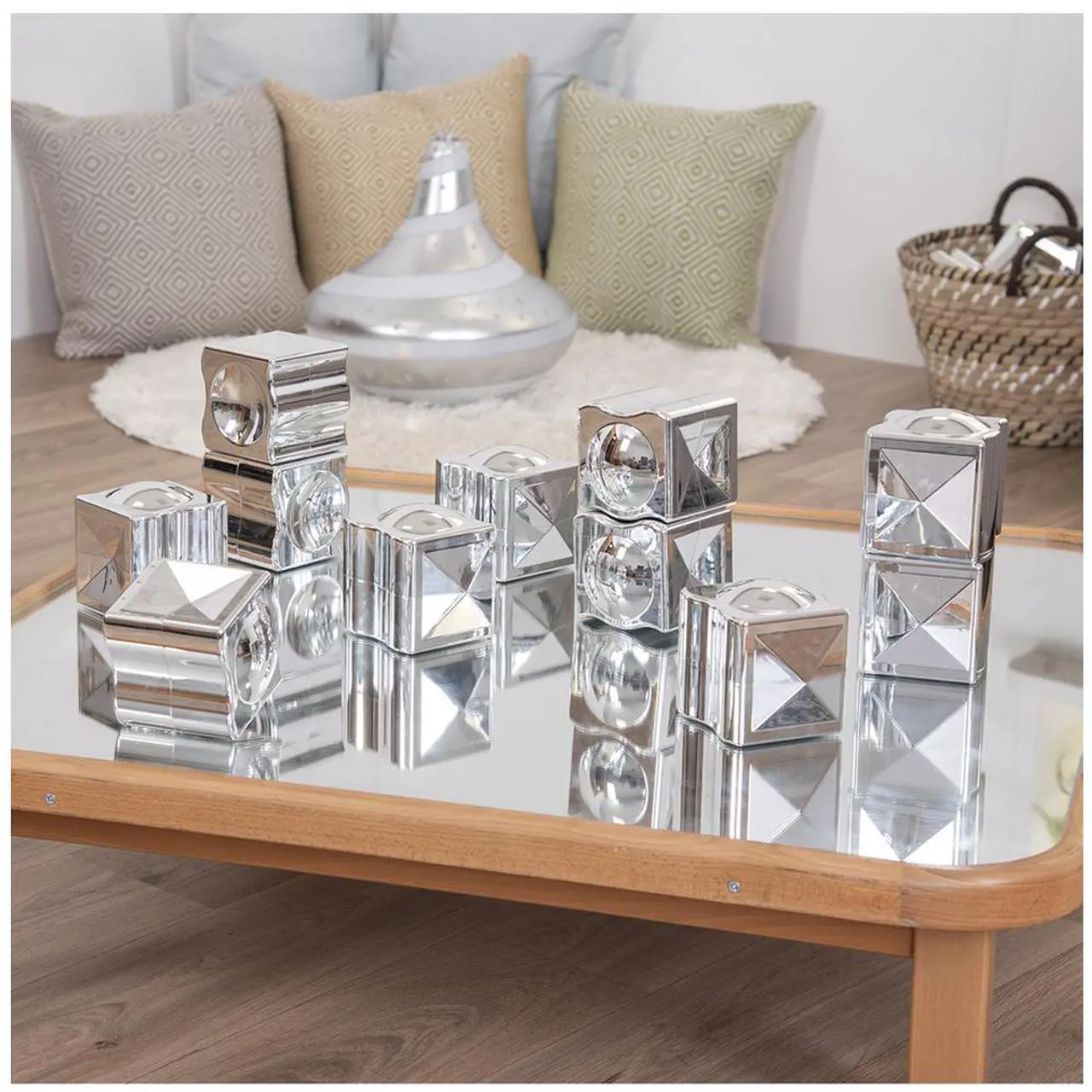 Alt view image 5 of 5 - TTS Metallic Distorting Cubes Set - 12 Pieces | Creative Geometric Blocks for Kids & Adults | Stress Relief, Brain Teaser, STEM Toy