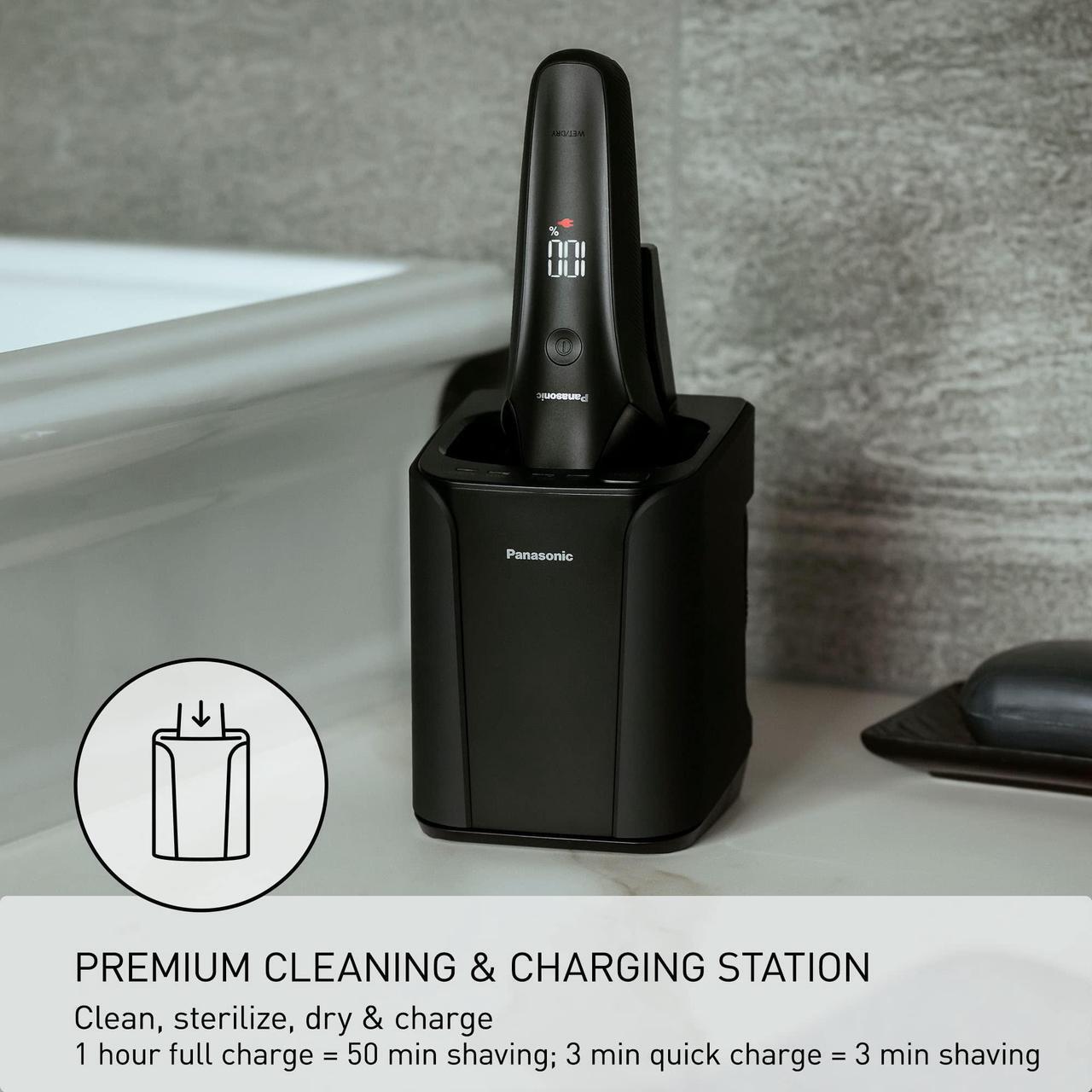Alt view image 6 of 7 - Panasonic Electric Razor for Men, Electric Shaver, ARC6 Six-Blade Electric Razor with Premium Automatic Cleaning and Charging Station, ES-LS9A-K (Black)