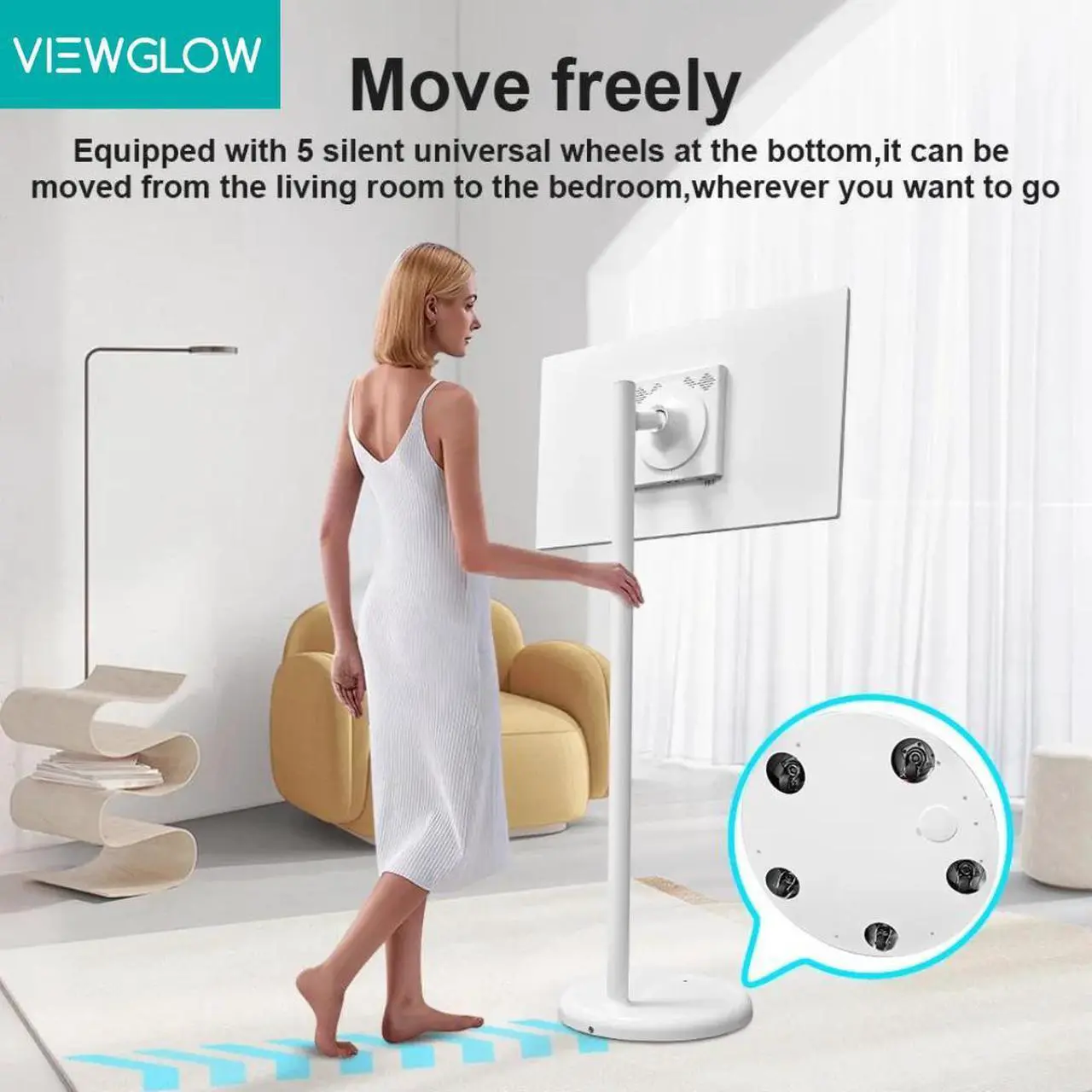 Alt view image 3 of 7 - ViewGlow 32 inch Standing Monitor Tablet Class LED Full HD Smart Touch Screen Rollable Motion