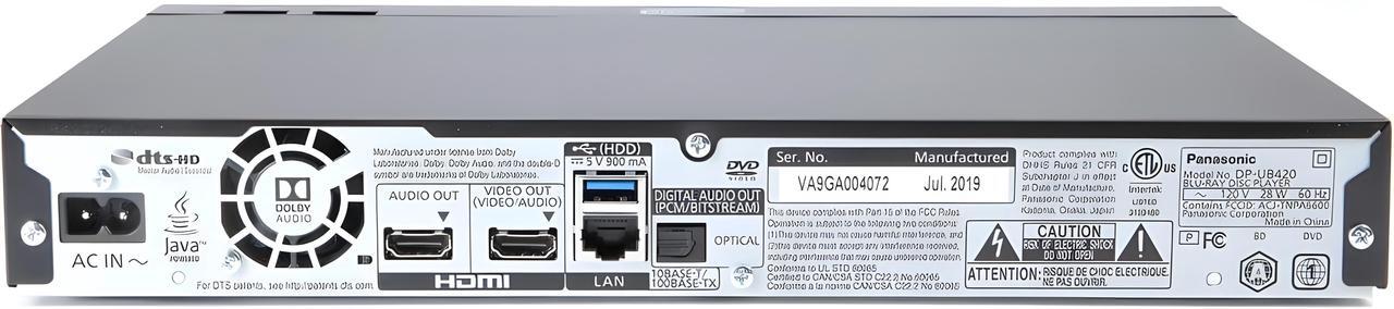 Alt view image 3 of 5 - Panasonic DP-UB420K Ultra HD Blu-Ray DiscTM Player