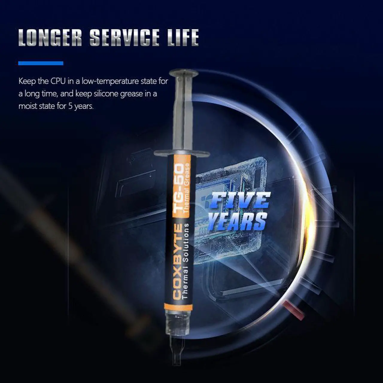 Alt view image 5 of 7 - Coxbyte TG-50 thermal paste, 18.2W/mK ultra-high thermal conductivity suitable for CPU/server/GPU thermal conductivity, non corrosive,4g