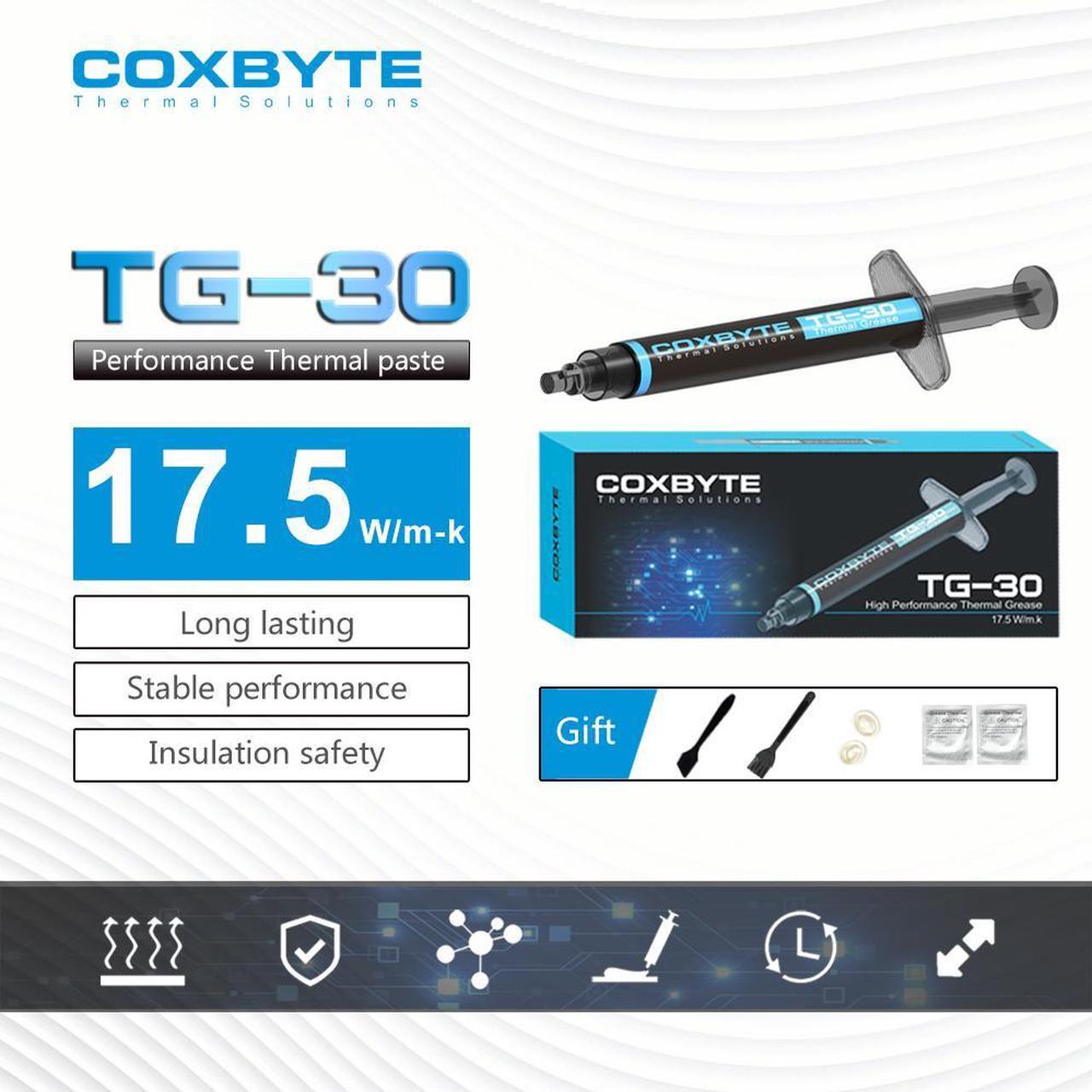 Main image of Coxbyte TG-30 thermal paste, 17.5W/mK ultra-high thermal conductivity suitable for CPU/server/GPU thermal conductivity, non corrosive,2g