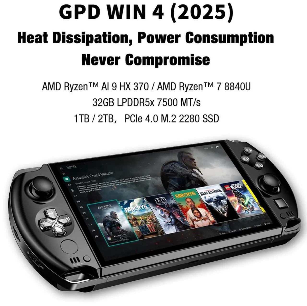 Alt view image 2 of 7 - Win 4 2025 Handheld Gaming PC with AMD Ryzen 9 HX 370 CPU | AMD Radeon 890M GPU,6"1920 × 1080 Touchscreen OcuLink eGPU Support, Windows 11 Pro, Portable Gaming Laptop [ 64GB LPDDR5XRAM + 2TB SSD]