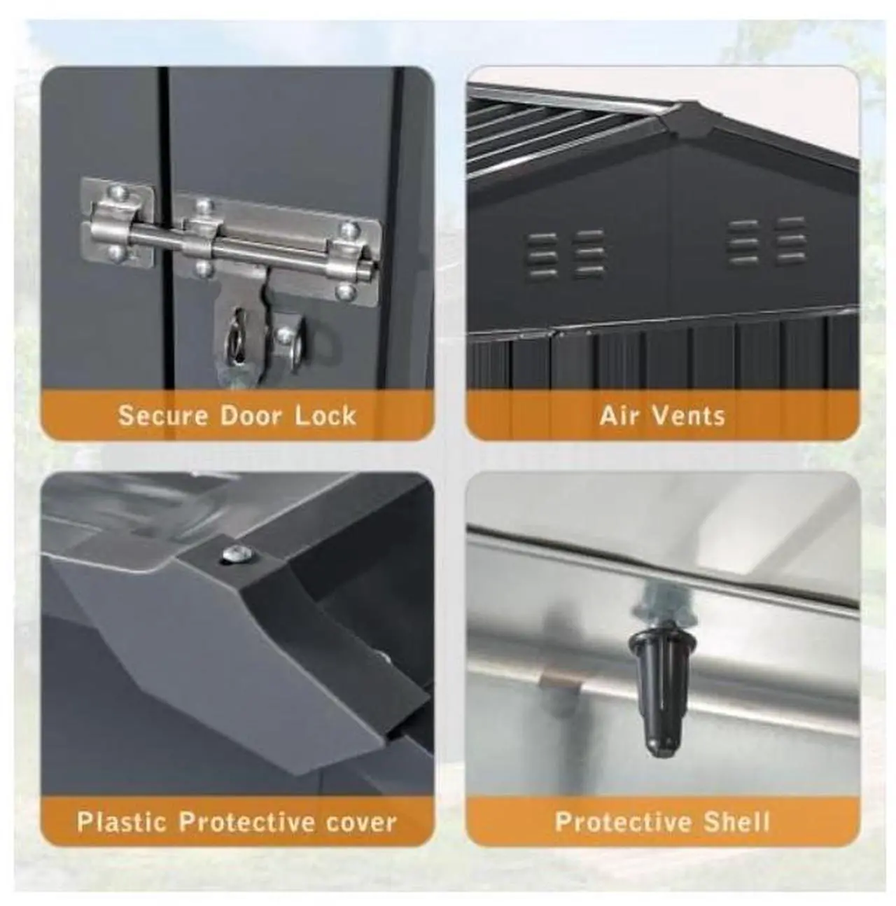 Alt view image 5 of 5 - Livevie Outdoor Storage Shed 6x8FT, Metal Tool Shed with Lockable Doors, Waterproof & Anti-Corrosion, Vents for Airflow, Sloped Roof, Iron Garden Storage House for Backyard, Lawn, Patio - Grey
