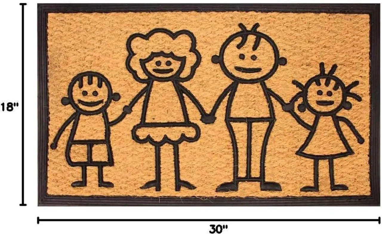 Alt view image 3 of 4 - LIVEVIE Family First Coir & Rubber Welcome Doormat, Anti-Skid Entry Mat for Indoor & Outdoor Use, Traps Dirt, All-Weather Front Door Rug for Home, Patio, 30x18 Inches