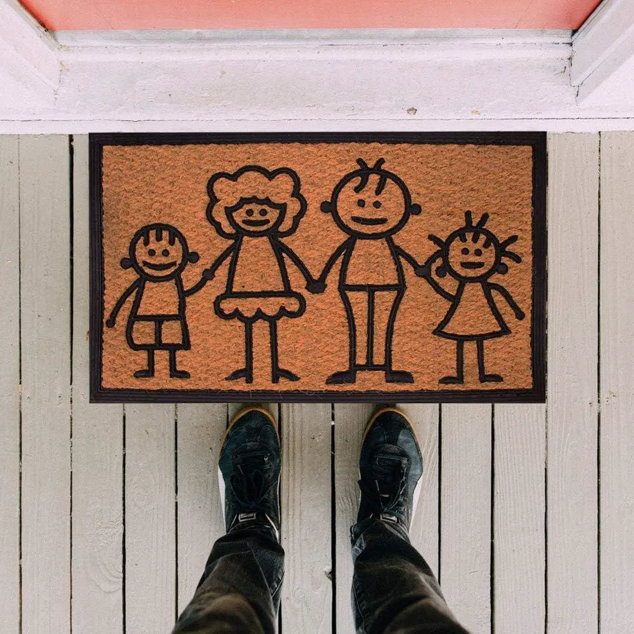 Alt view image 2 of 4 - LIVEVIE Family First Coir & Rubber Welcome Doormat, Anti-Skid Entry Mat for Indoor & Outdoor Use, Traps Dirt, All-Weather Front Door Rug for Home, Patio, 30x18 Inches