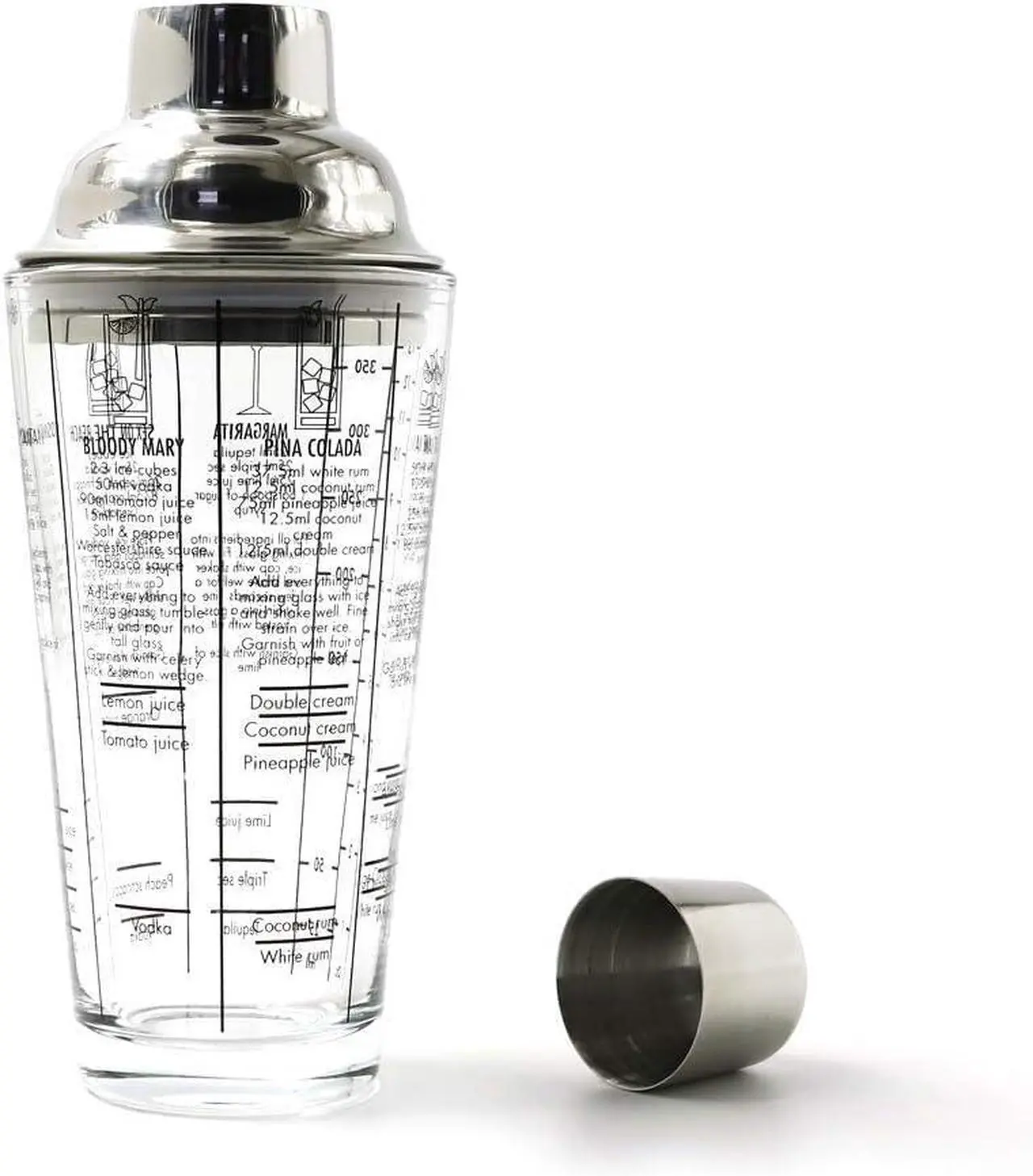 Main image of LIVEVIE Premium Glass Bottom Cocktail Shaker with Stainless Steel Top - Professional Quality, Built-in Recipes, Perfect Size, Unique Gift, Hand Wash Jigger