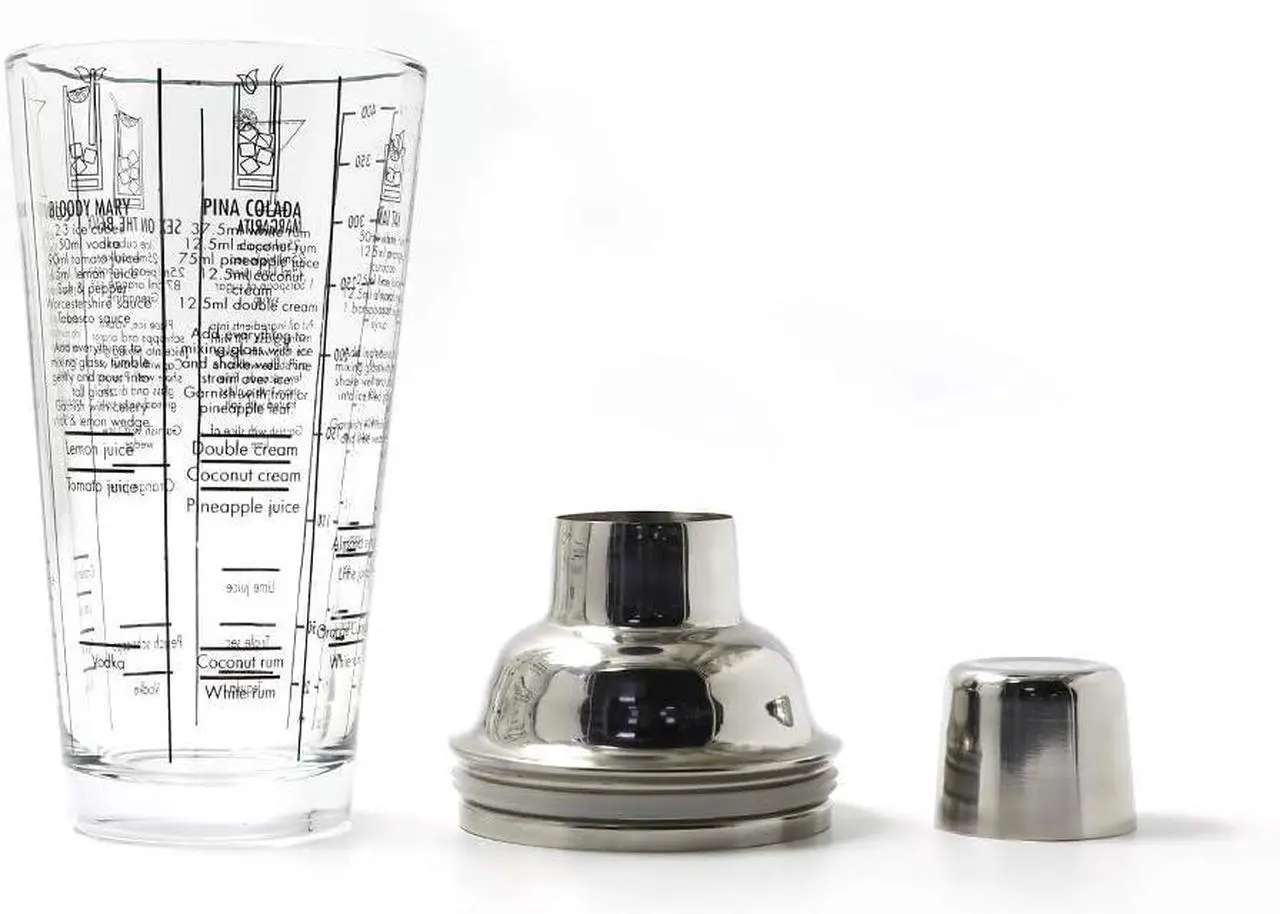 Alt view image 3 of 6 - LIVEVIE Premium Glass Bottom Cocktail Shaker with Stainless Steel Top - Professional Quality, Built-in Recipes, Perfect Size, Unique Gift, Hand Wash Jigger
