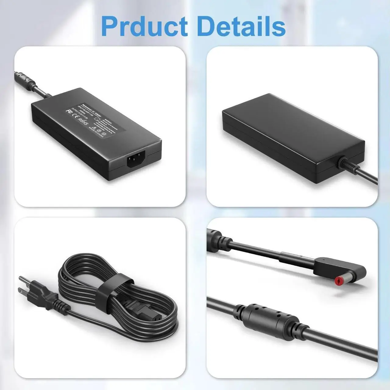 Alt view image 5 of 7 - Energizewiz 230W Charger for Acer Predator Helios 300 PH315-53 54 55 Nitro 5 16 17 Predator Triton 300 500 PT315 PT515 Neo 16 PHN16-71 Gaming Laptop Power Adapter Supply