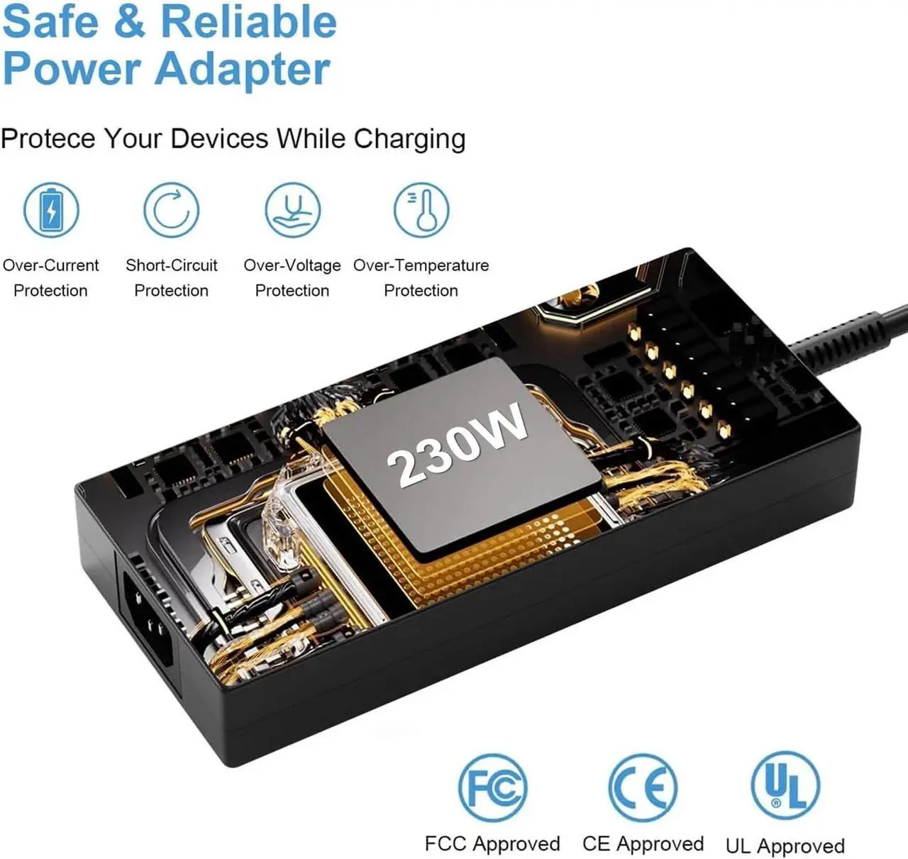 Alt view image 4 of 7 - Energizewiz 230W Charger for Acer Predator Helios 300 PH315-53 54 55 Nitro 5 16 17 Predator Triton 300 500 PT315 PT515 Neo 16 PHN16-71 Gaming Laptop Power Adapter Supply