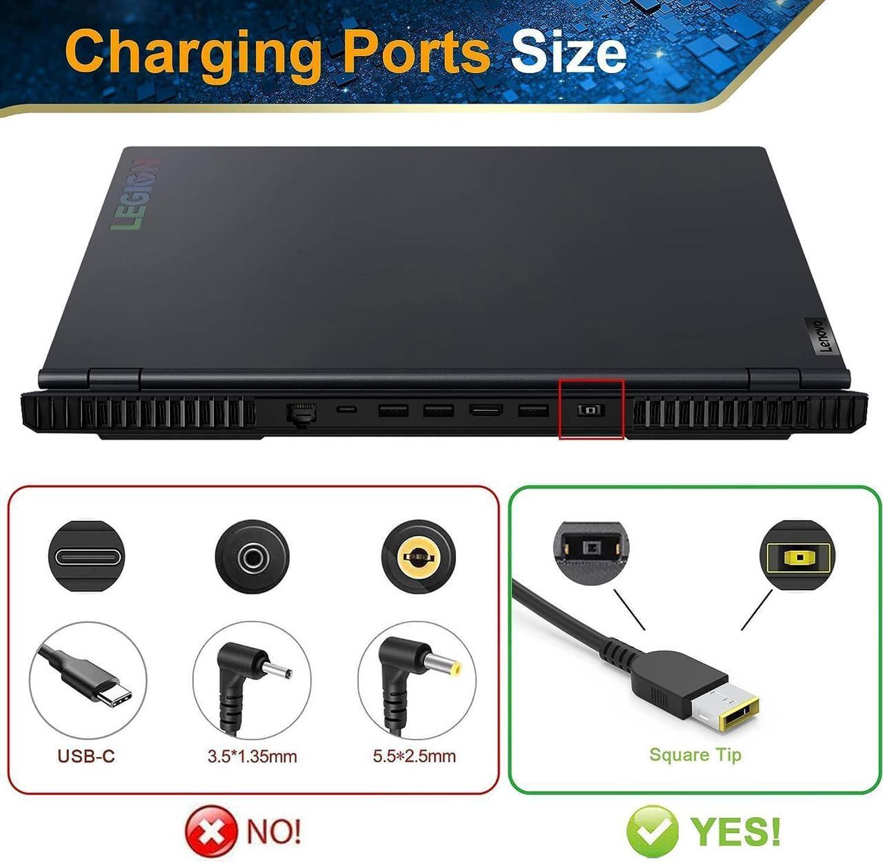Alt view image 2 of 6 - Energizewiz 170W Charger 20V 8.5A for Lenovo Legion Slim 5 Yoga Pro 9i ThinkPad X1 Extreme P16 P16v IdeaPad Pro 5 LOQ 15APH8 6IRH8 15IRX9 15AHP9 ADL1703c3a USB Rectangular Tip