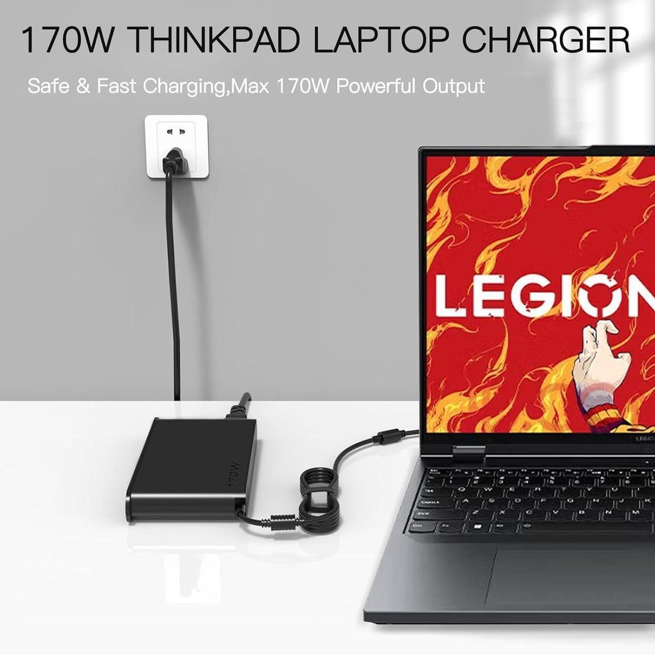 Alt view image 5 of 6 - Energizewiz 170W Charger 20V 8.5A for Lenovo Legion Slim 5 Yoga Pro 9i ThinkPad X1 Extreme P16 P16v IdeaPad Pro 5 LOQ 15APH8 6IRH8 15IRX9 15AHP9 ADL1703c3a USB Rectangular Tip