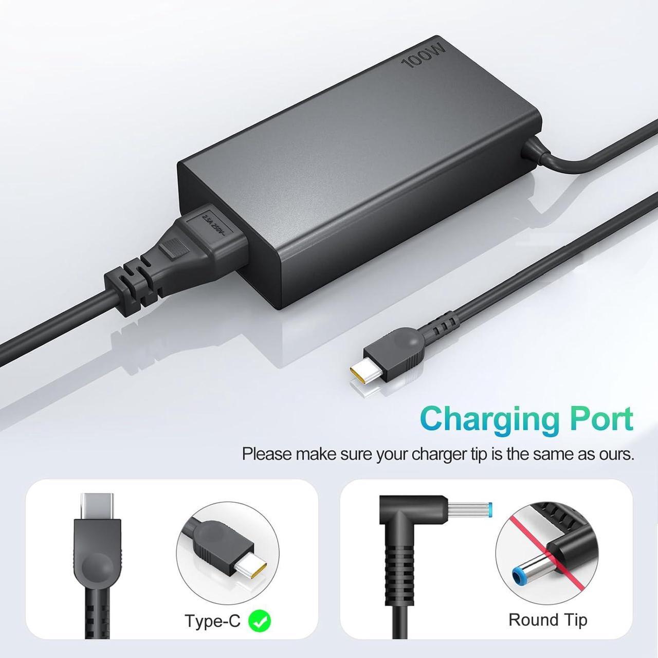Alt view image 2 of 6 - Energizewiz 100W USB C Charger for Lenovo Yoga 9 9i 7 7i ThinkBook 15 16 Yoga Slim 7 Pro ldeapad 5 Pro16 ADL100YLC3A ADL100YDC3A SA11D52396 GX21J75543 5A11J62105 ThinkBook Yoga IdeaPad Type C