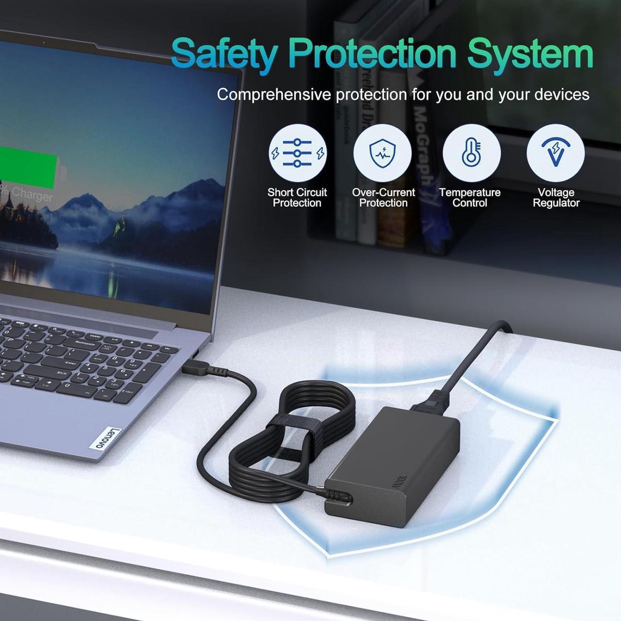 Alt view image 4 of 6 - Energizewiz 100W USB C Charger for Lenovo Yoga 9 9i 7 7i ThinkBook 15 16 Yoga Slim 7 Pro ldeapad 5 Pro16 ADL100YLC3A ADL100YDC3A SA11D52396 GX21J75543 5A11J62105 ThinkBook Yoga IdeaPad Type C