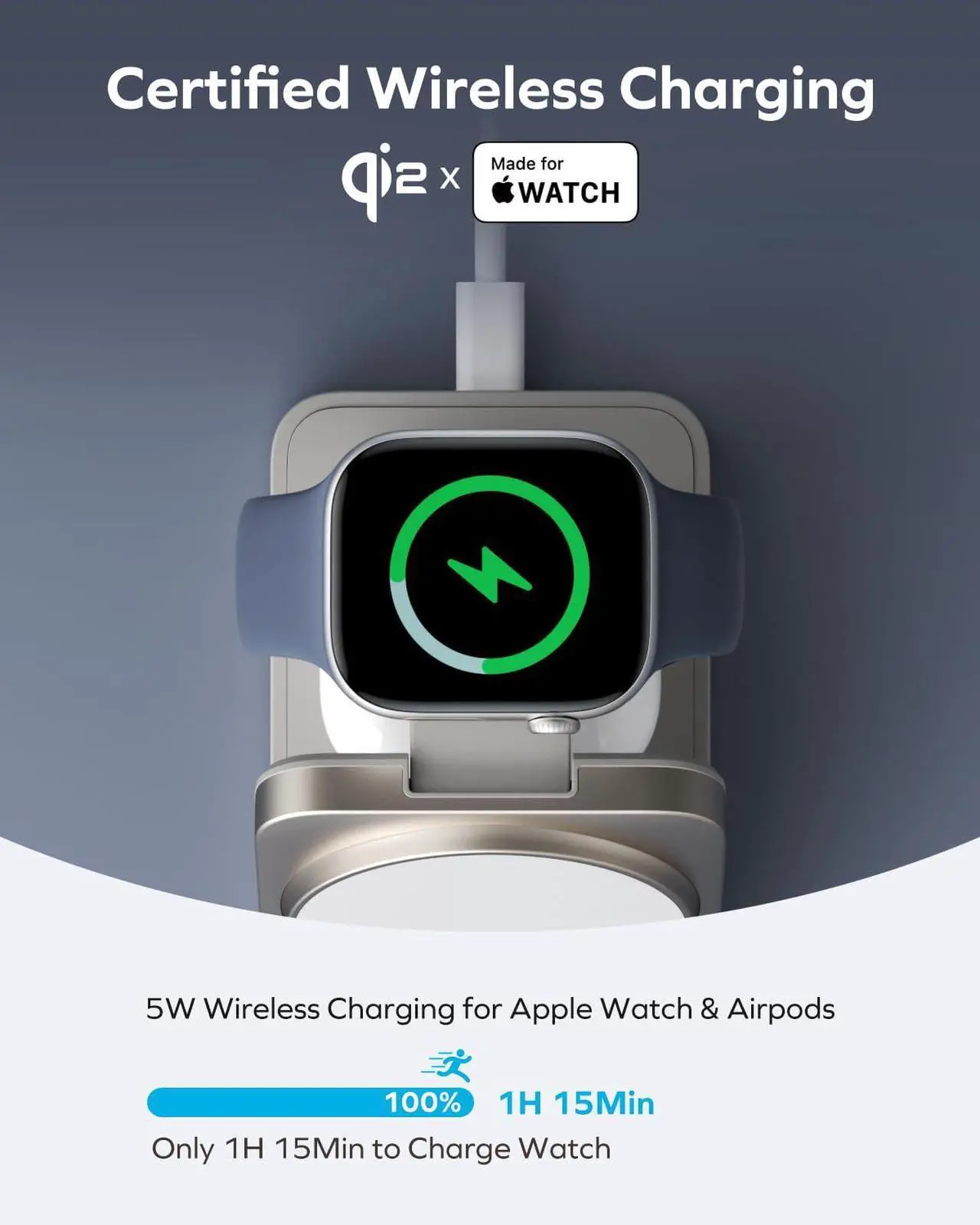 Alt view image 6 of 7 - MOMAX MagSafe-Compatible 3-in-1 Wireless Charger Station Apple, 15W Qi2-Certified Foldable Magnetic Wireless Charger Dock Stand, Fast Charging iPhone Watch and Airpods Charging Station Base