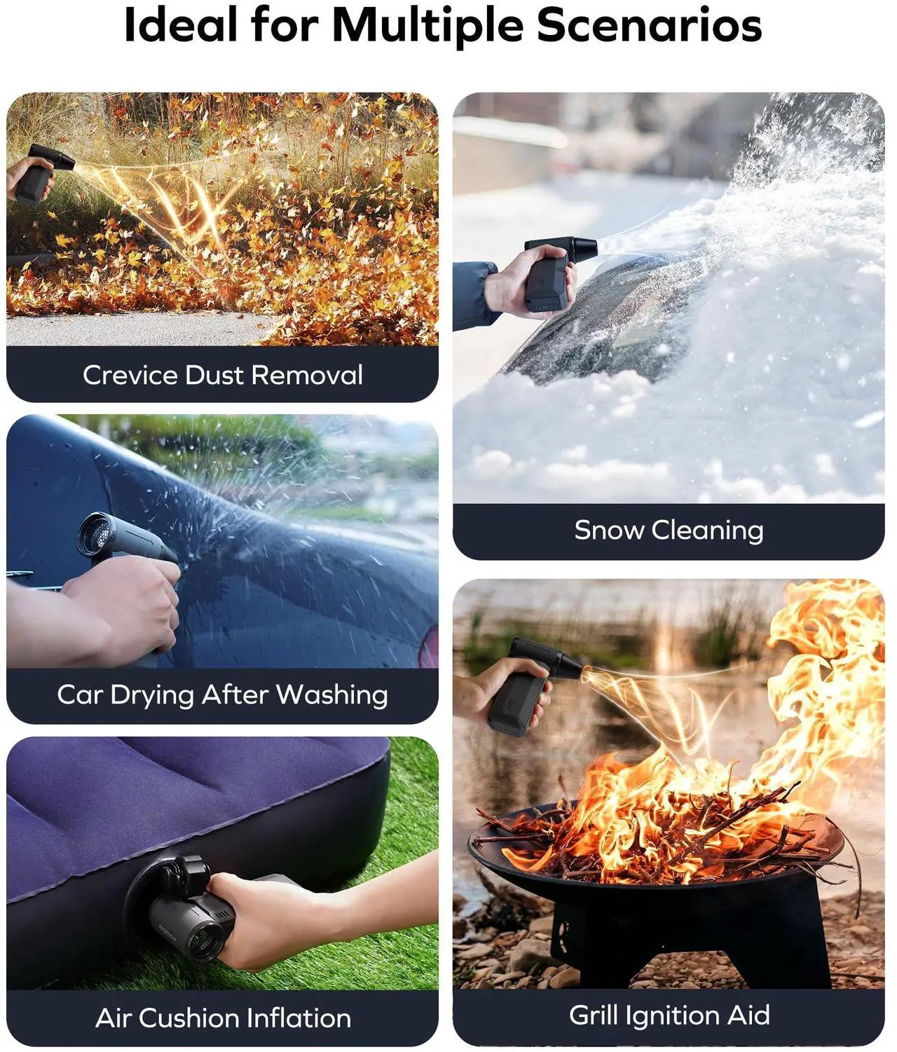 Alt view image 6 of 7 - 2-in-1 Electric Air Duster & Vacuum, 130,000 RPM Brushless Air Duster, 8KPA Car Vacuum 8000mAh Air Blower Wireless Handheld Vacuum for Car, Office and Home