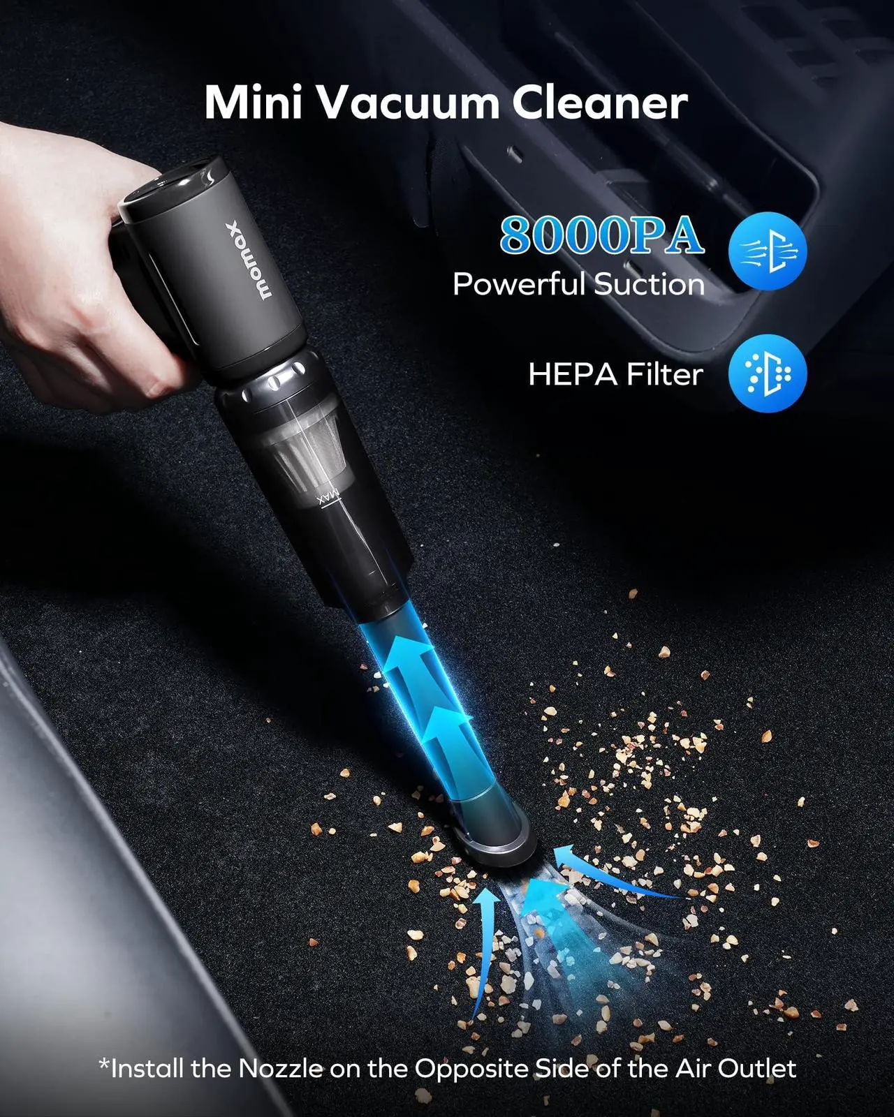 Alt view image 2 of 7 - 2-in-1 Electric Air Duster & Vacuum, 130,000 RPM Brushless Air Duster, 8KPA Car Vacuum 8000mAh Air Blower Wireless Handheld Vacuum for Car, Office and Home