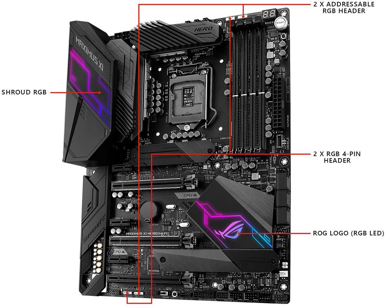 Alt view image 3 of 5 - ASUS ROG Maximus XI Hero (Wi-Fi) Z390 Gaming Motherboard LGA 1151 (300 Series) ATX Onboard 802.11 ac