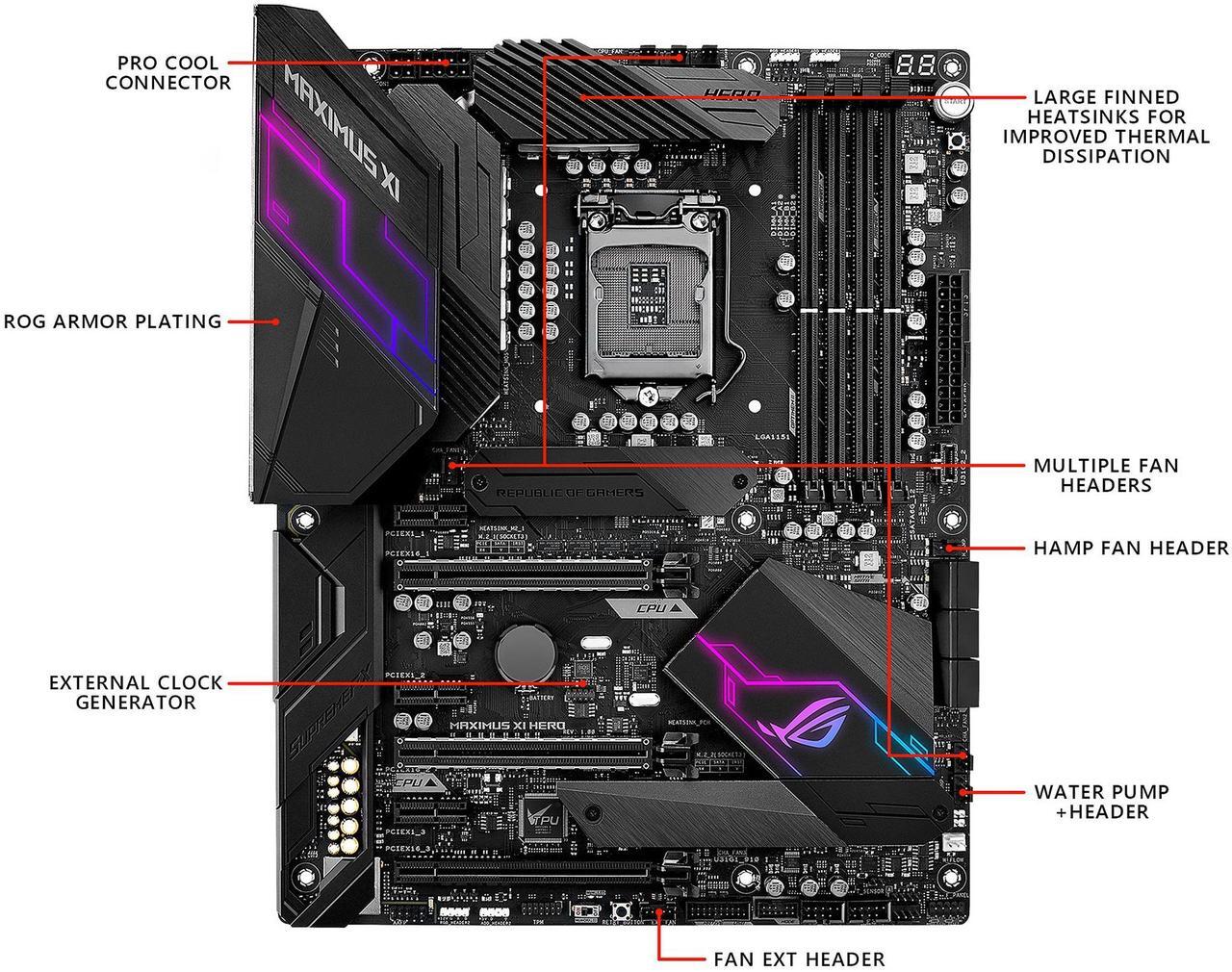 Alt view image 4 of 5 - ASUS ROG Maximus XI Hero (Wi-Fi) Z390 Gaming Motherboard LGA 1151 (300 Series) ATX Onboard 802.11 ac