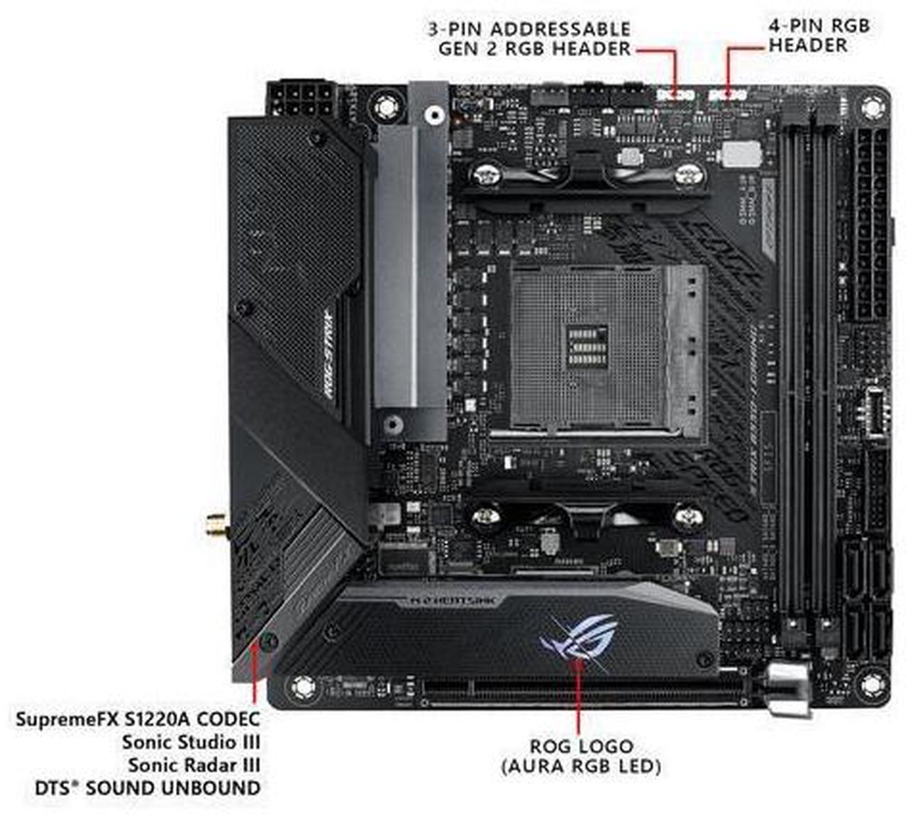 Alt view image 11 of 14 - ASUS ROG STRIX B550-I GAMING AM4 AMD B550 SATA 6Gb/s Mini ITX AMD Motherboard