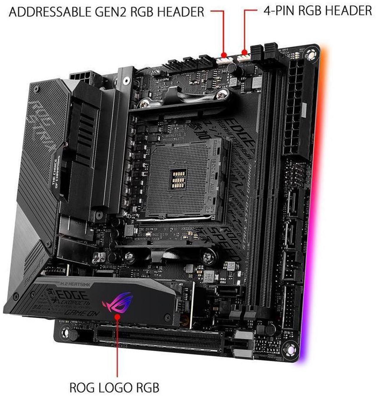 Alt view image 7 of 10 - ASUS ROG Strix X570-I Gaming, X570 Mini-ITX Gaming Motherboard, AMD Ryzen 3000 with PCIe 4.0, WiFi 6 (802.11ax), Intel Gigabit Ethernet, SATA 6Gb/s