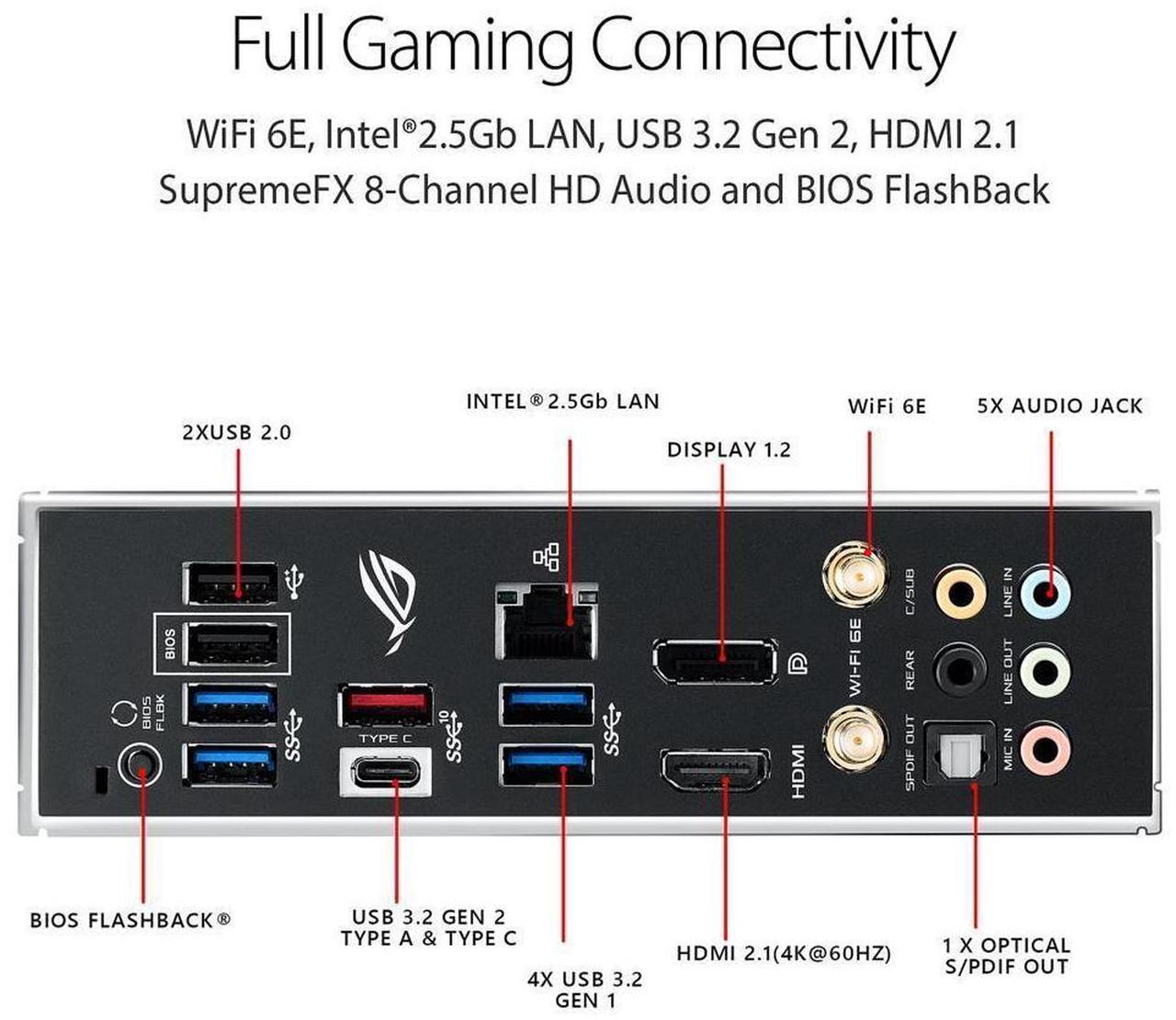 Alt view image 10 of 10 - Asus ROG Strix B550-F Gaming WiFi II AMD AM4 (3rd Gen Ryzen) ATX Gaming Motherboard (PCIe 4.0,WiFi 6E, 2.5Gb LAN, BIOS Flashback, HDMI 2.1, Addressable Gen 2 RGB Header and Aura Sync)