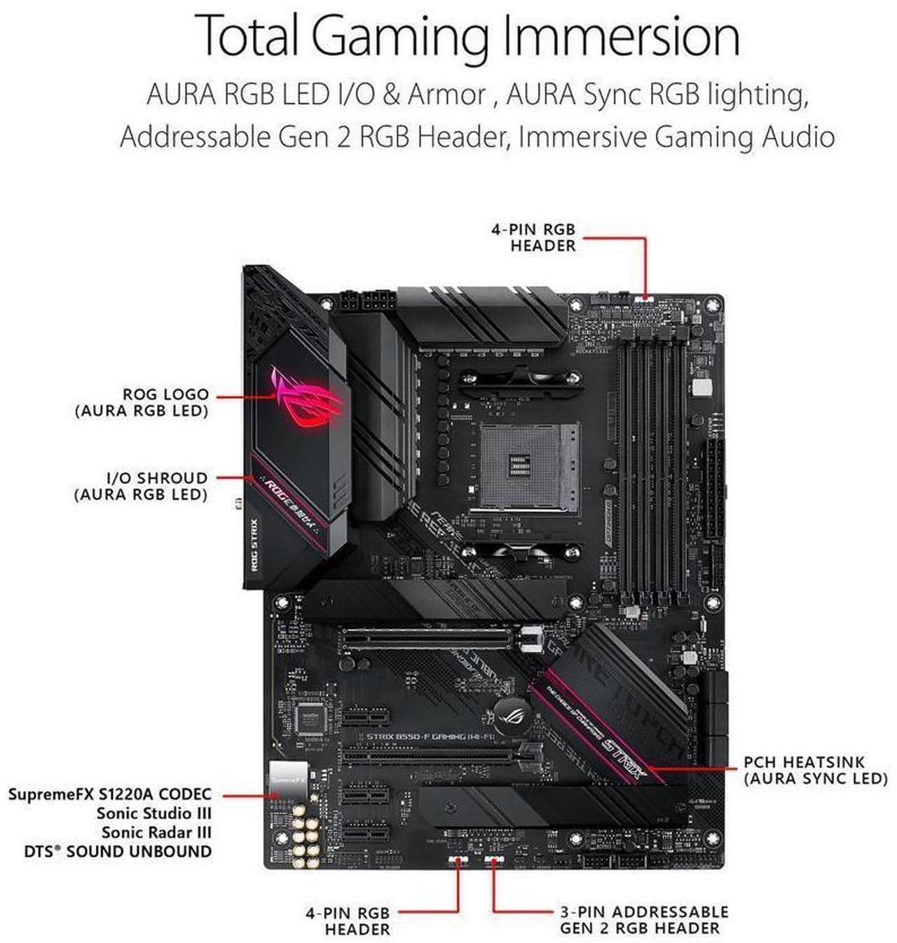 Alt view image 7 of 10 - Asus ROG Strix B550-F Gaming WiFi II AMD AM4 (3rd Gen Ryzen) ATX Gaming Motherboard (PCIe 4.0,WiFi 6E, 2.5Gb LAN, BIOS Flashback, HDMI 2.1, Addressable Gen 2 RGB Header and Aura Sync)