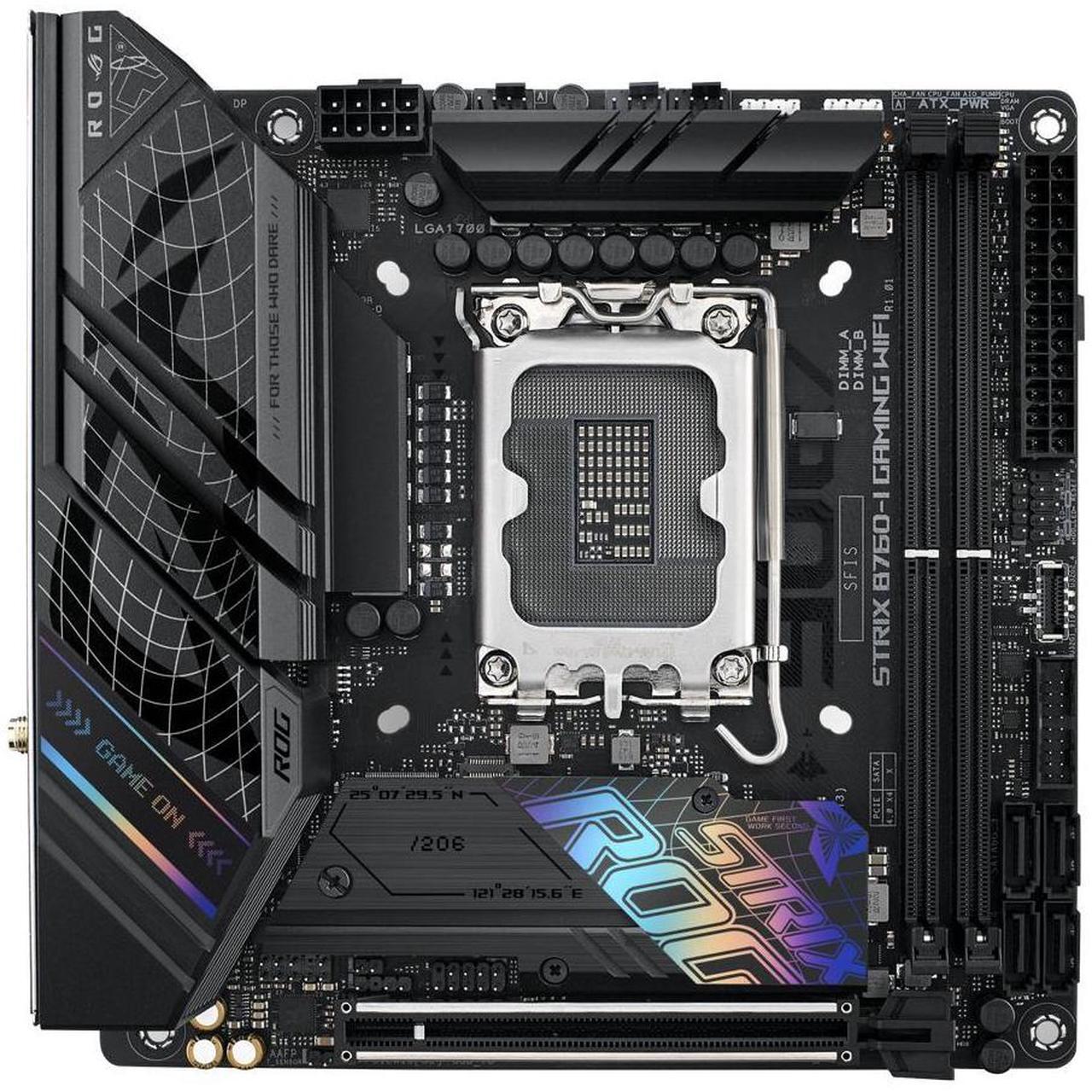 Alt view image 8 of 10 - ASUS ROG Strix B760-I Gaming WiFi Intel B760(13th and 12th Gen) LGA 1700 mini-ITX motherboard, 8 + 1 power stages, DDR5 up to 7600 MT/s, PCIe 5.0, two M.2 slots, WiFi 6E, USB 3.2 Gen 2x2 Type-C