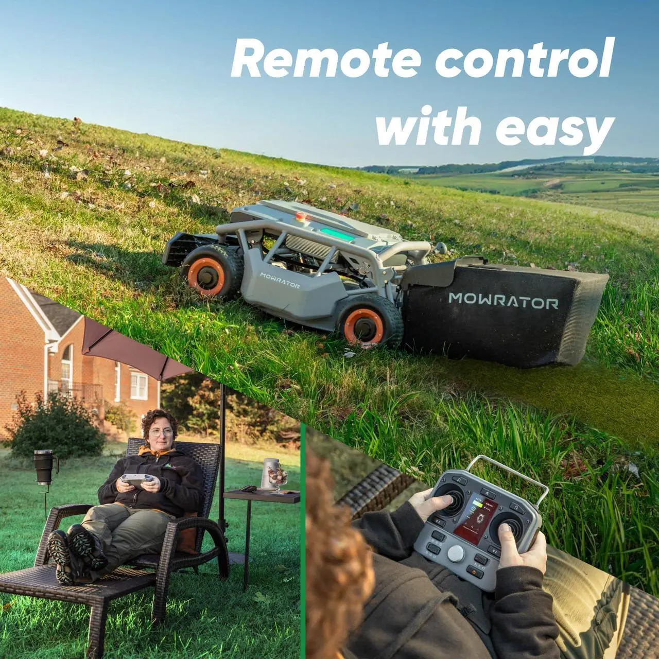 Alt view image 7 of 7 - Mowrator Remote Control Lawn Mower S1 4WD 56V18Ah, Robot Lawn Mower Multi-Functions with 1.5-4.3 Inch Cutting Height 21 Inch Real Blade, Robotic Lawn Mower for 75% Slope(37°) with Mowing 1.12 Acres