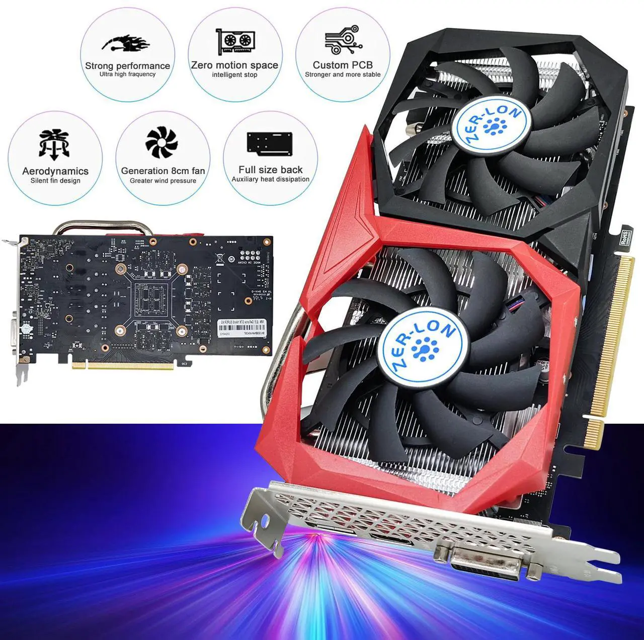 Alt view image 5 of 6 - ZER LON GeForce GTX 1660 Super 6GB Graphics Cards, GDRR6 192Bit PCIE 3.0X16 Computer Gaming Gpu, Dual Freeze Fans Video Card with HDMI/DP/DVI Ports Support 4K and 8K HD