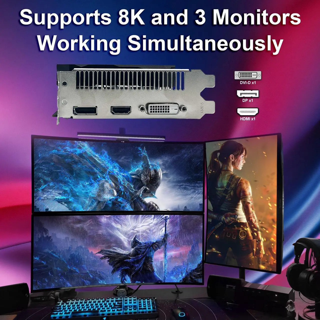 Alt view image 4 of 7 - ZER LON Radeon RX 590 8GB GME Graphics Card, 2304SP GDDR5 256 Bit PCIE 3.0X16 Computer Gaming Gpu, Dual Freeze Fans Video Card with HDMI/DP/DVI Ports Support 8K