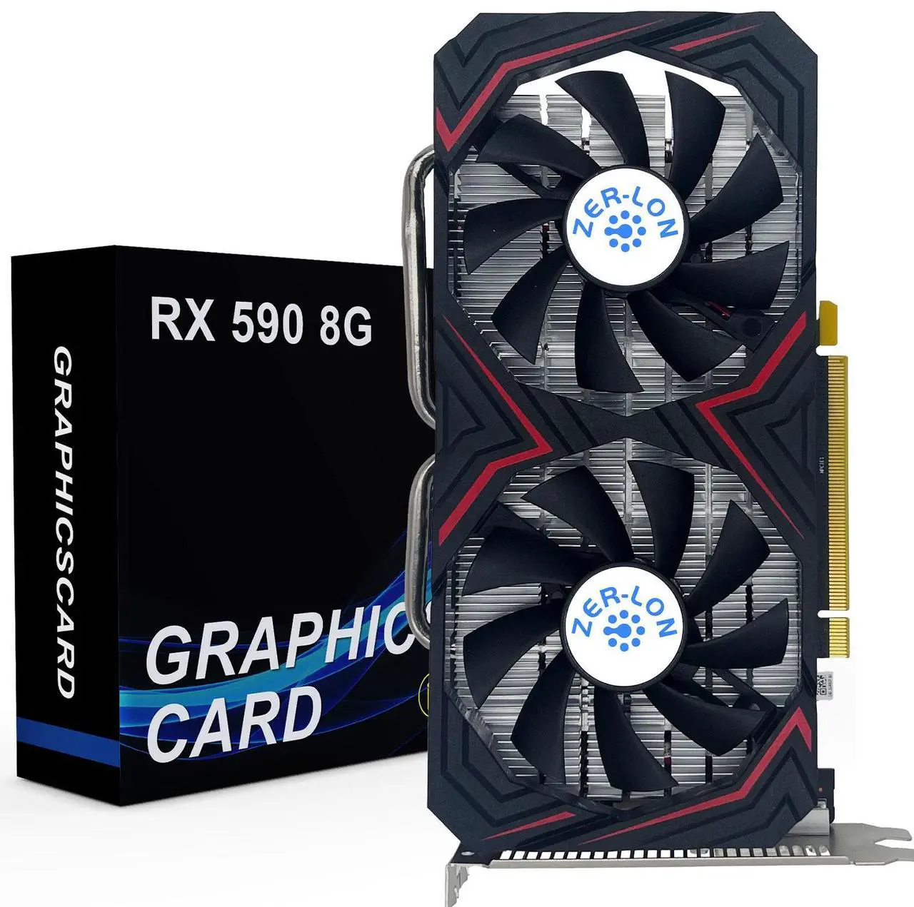 Main image of ZER LON Radeon RX 590 8GB GME Graphics Card, 2304SP GDDR5 256 Bit PCIE 3.0X16 Computer Gaming Gpu, Dual Freeze Fans Video Card with HDMI/DP/DVI Ports Support 8K