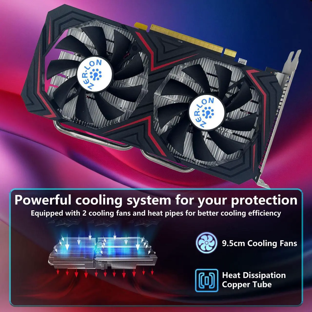 Alt view image 6 of 7 - ZER LON Radeon RX 590 8GB GME Graphics Card, 2304SP GDDR5 256 Bit PCIE 3.0X16 Computer Gaming Gpu, Dual Freeze Fans Video Card with HDMI/DP/DVI Ports Support 8K