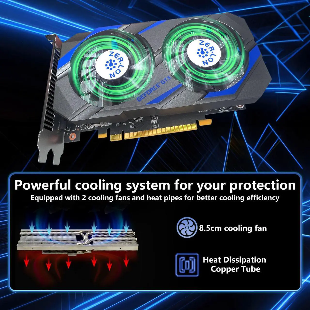 Alt view image 6 of 7 - ZER LON GeForce GTX 1050 Ti Gaming Graphics Card, 4GB GDDR5 128bit 1291MHz DP HDMI DVI-Output GPU, PCI Express 3.0 Support Up to 4K Video Card for Office and PC Gaming