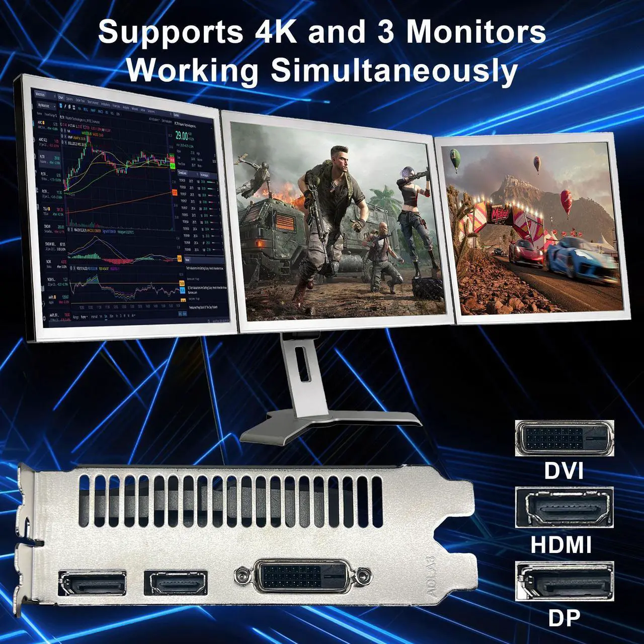 Alt view image 4 of 7 - ZER LON GeForce GTX 1050 Ti Gaming Graphics Card, 4GB GDDR5 128bit 1291MHz DP HDMI DVI-Output GPU, PCI Express 3.0 Support Up to 4K Video Card for Office and PC Gaming