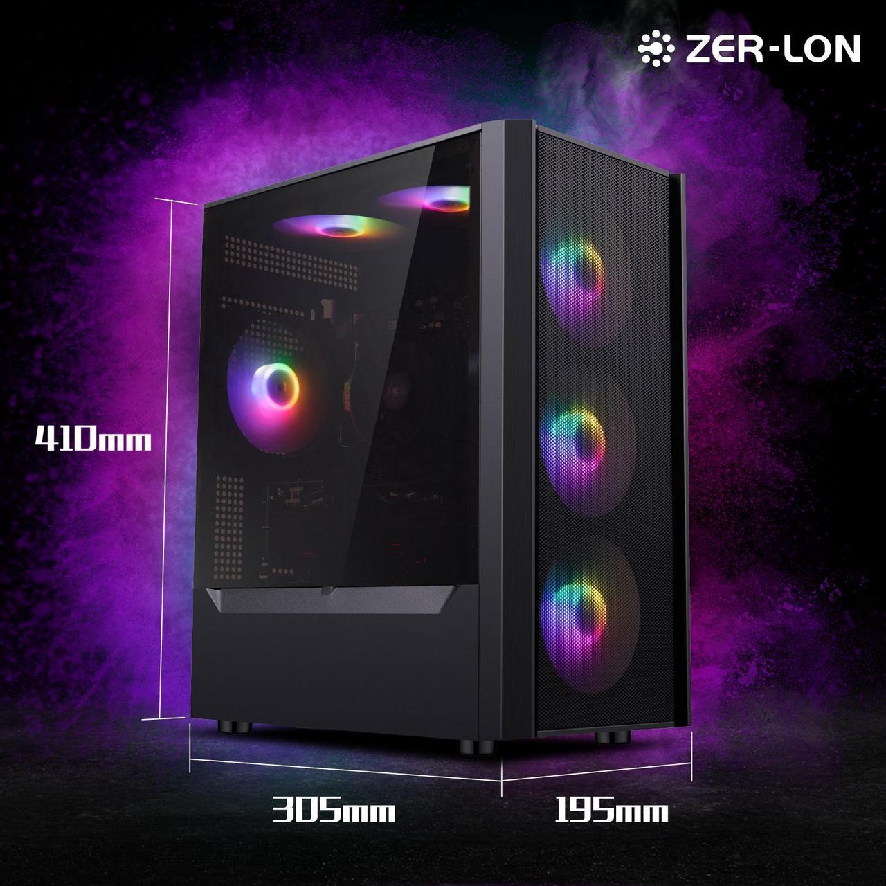 Alt view image 6 of 7 - ZER-LON Gaming PC Desktop Computer, Intel Core I5-9400F up to 3.9 GHz, GTX 1050Ti 4G, 16G DDR4 RAM, 1TB NVME SSD, WiFi 5.0, Prebuilt Gaming PC Tower Computer with RGB Fan x 4, Windows 11 Home