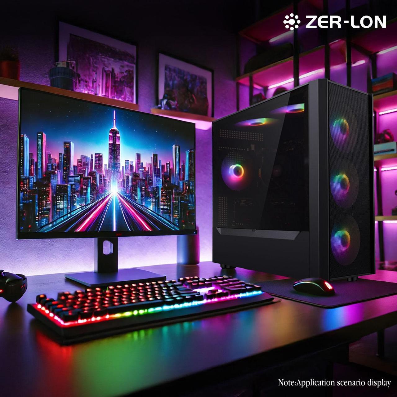 Alt view image 4 of 7 - ZER-LON Gaming PC Desktop Computer, Intel Core I5-9400F up to 3.9 GHz, GTX 1050Ti 4G, 16G DDR4 RAM, 1TB NVME SSD, WiFi 5.0, Prebuilt Gaming PC Tower Computer with RGB Fan x 4, Windows 11 Home