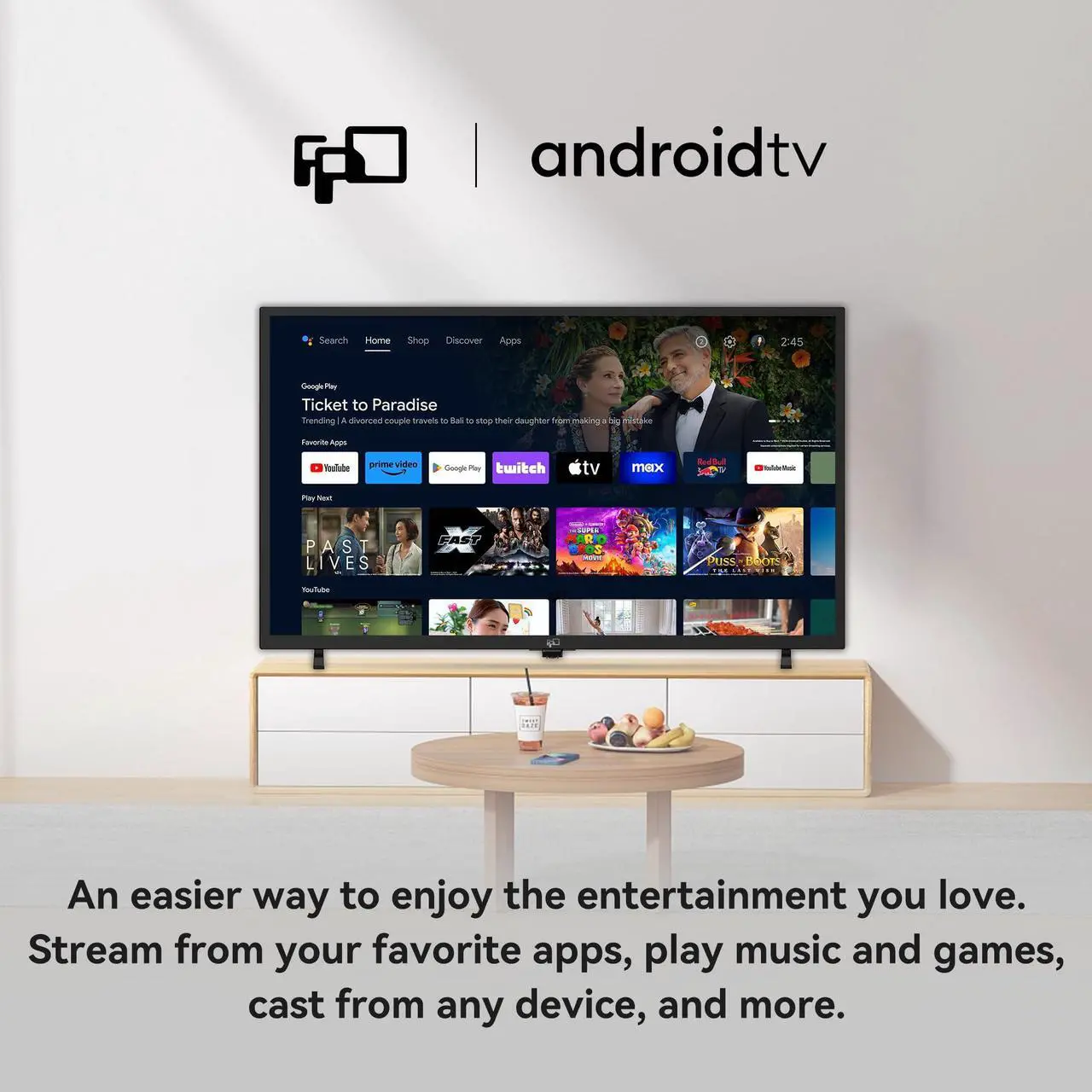 Alt view image 3 of 7 - FPD 32 Inch Smart TV 720p HD Flat Screen Television (P-Series) with Google Play, Small LED Tvs for Living Room, Google Cast Built-in, Thin Streaming Live Android TV with WiFi, Bluetooth (2025 Model)