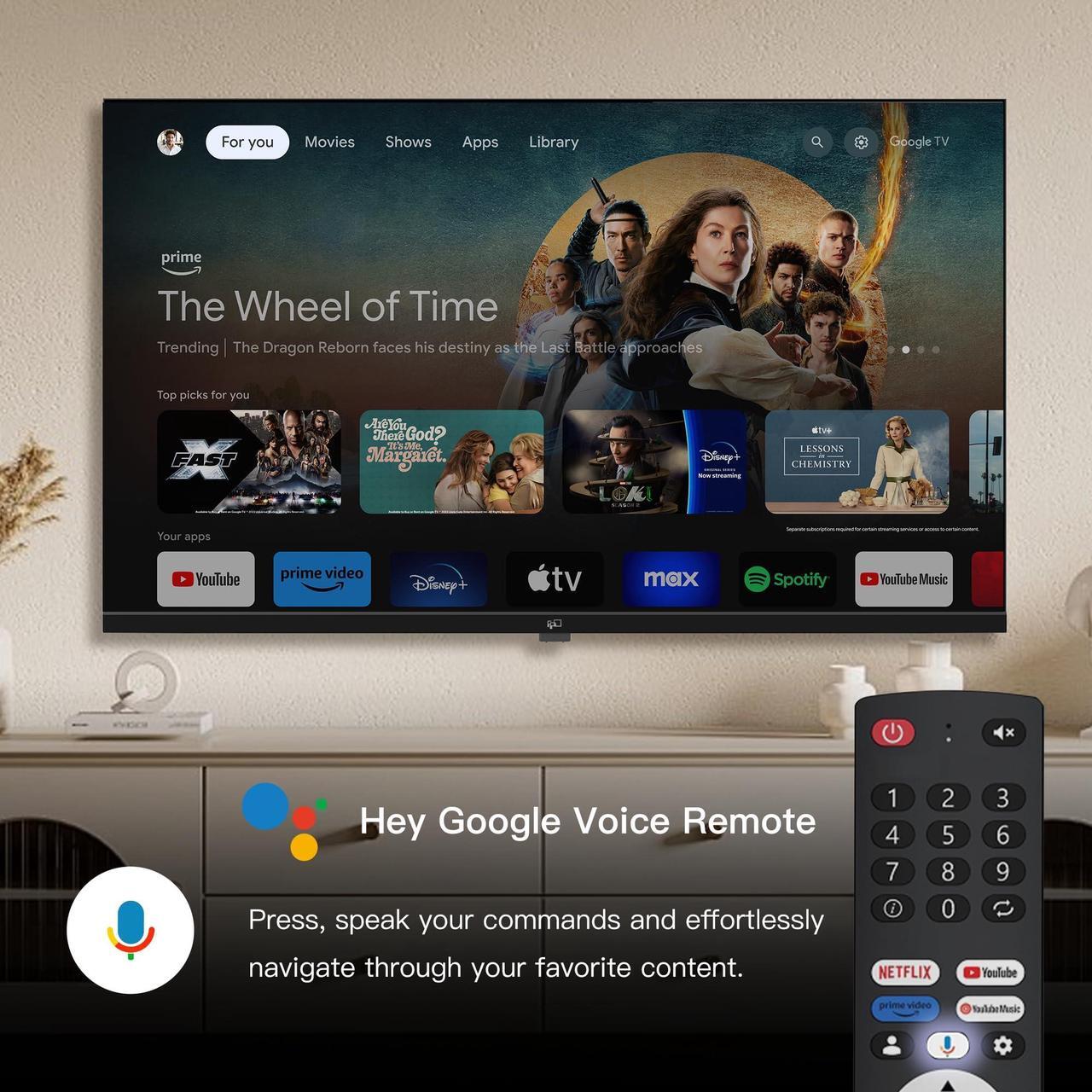 Alt view image 7 of 7 - FPD 55-inch Smart TV Google TV 4K UHD with Google Play and Google Cast Built-in, HDR 10, Dolby Vision Dolby Atmos, MEMC, Voice Remote, Stream Live TV(Canvas-Series, CG55-C1, 2024 Model)