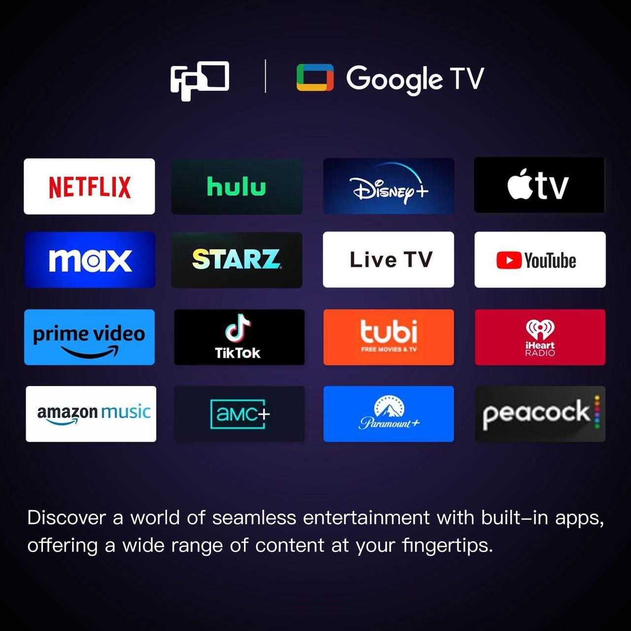 Alt view image 4 of 7 - FPD 43-inch Smart TV Google TV 1080p Full HD with Google Play and Chromecast Built-in, HDR 10, Dolby Audio, Voice Remote, Stream Live TV(Palette-Series, CG43-P3, 2024 Model)