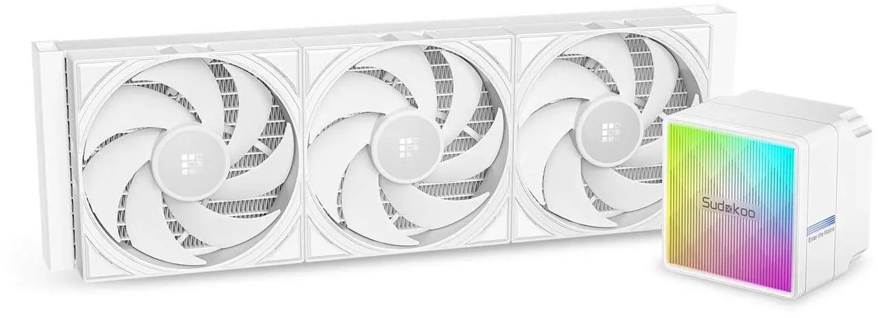 Main image of Sudokoo NEXAURA 360 White AIO Liquid CPU Cooler, PWM Pump, ARGB Pump Head, TDP 300W, FDB Fans, Intel LGA 1851/1700/1200/115X AMD AM5/AM4, White