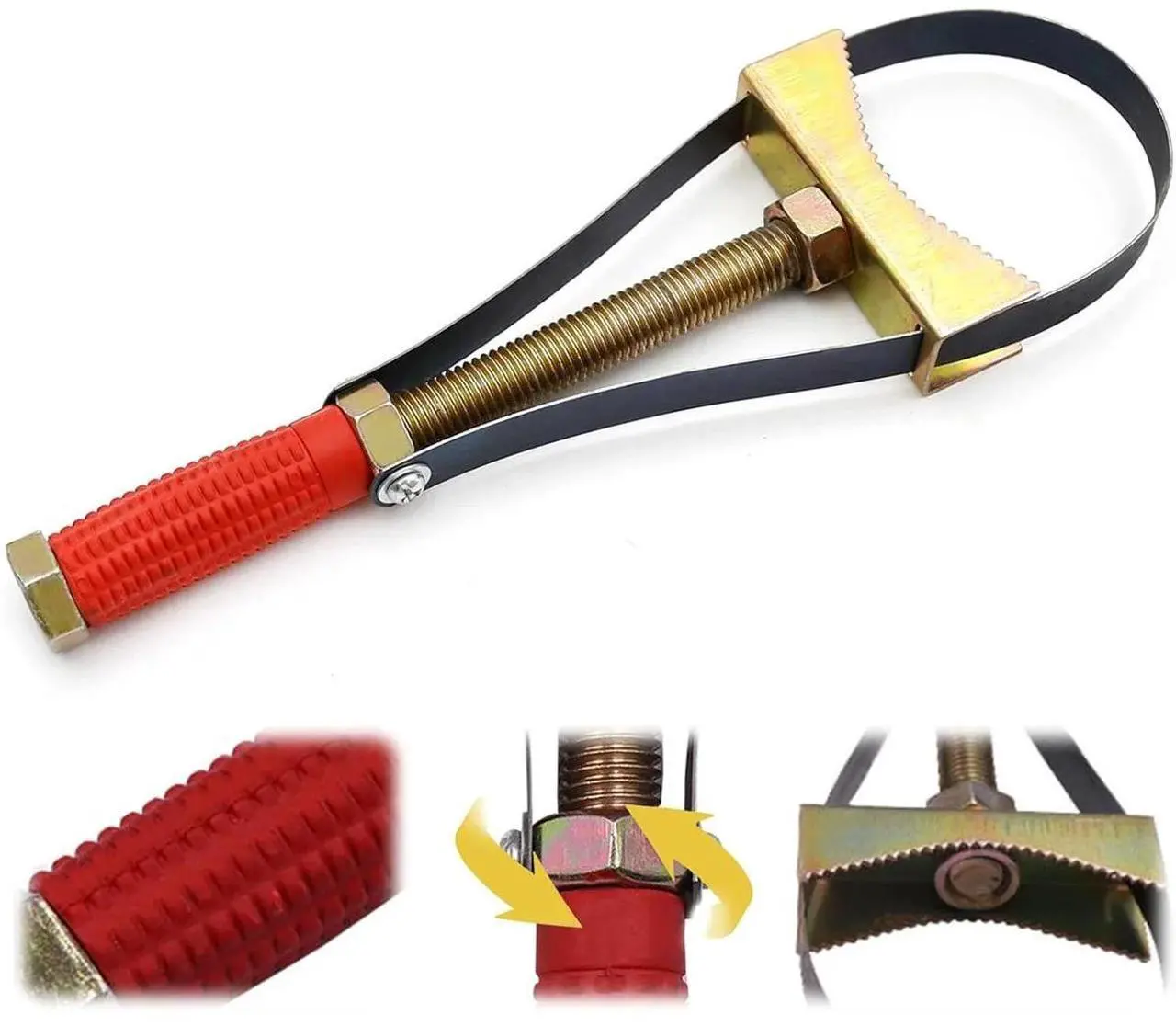 Main image of JFEYV Heavy Duty Oil Filter Wrenches, Adjustable Oil Filter Wrench Removal Tool, Strap Wrench for Larger Size Oil Filters, Truck, Tractor, Excavators, Adjustable Strap 9-15cm Diameter (Large)