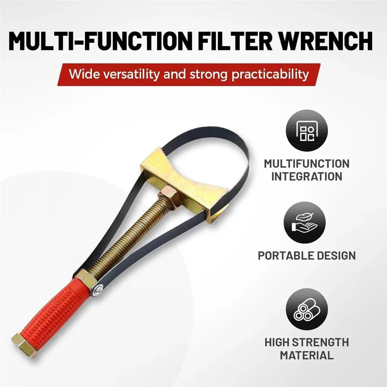 Alt view image 3 of 7 - JFEYV Heavy Duty Oil Filter Wrenches, Adjustable Oil Filter Wrench Removal Tool, Strap Wrench for Larger Size Oil Filters, Truck, Tractor, Excavators, Adjustable Strap 9-15cm Diameter (Large)