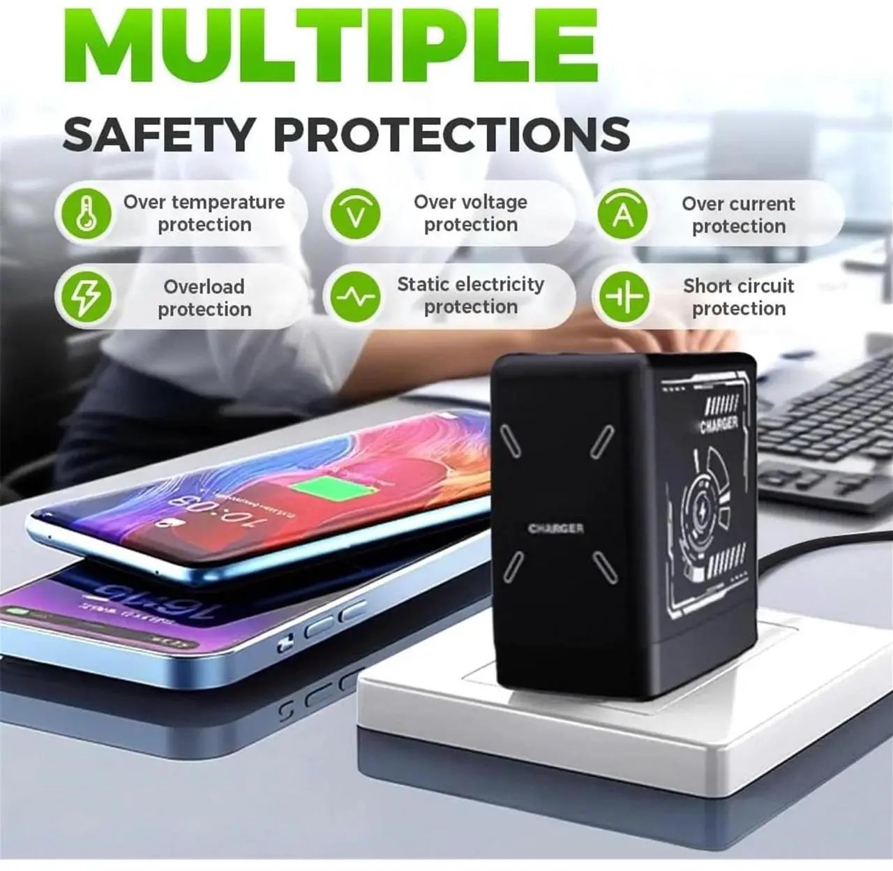 Alt view image 4 of 7 - 2-in-1 GaN 120w Fast Charger, 2025 Upgraded Scalable Retractable 120w Fast Charger Module, All in 1 Foldable Charging Adapter Wall Plug for Phone, Tablet, Laptops