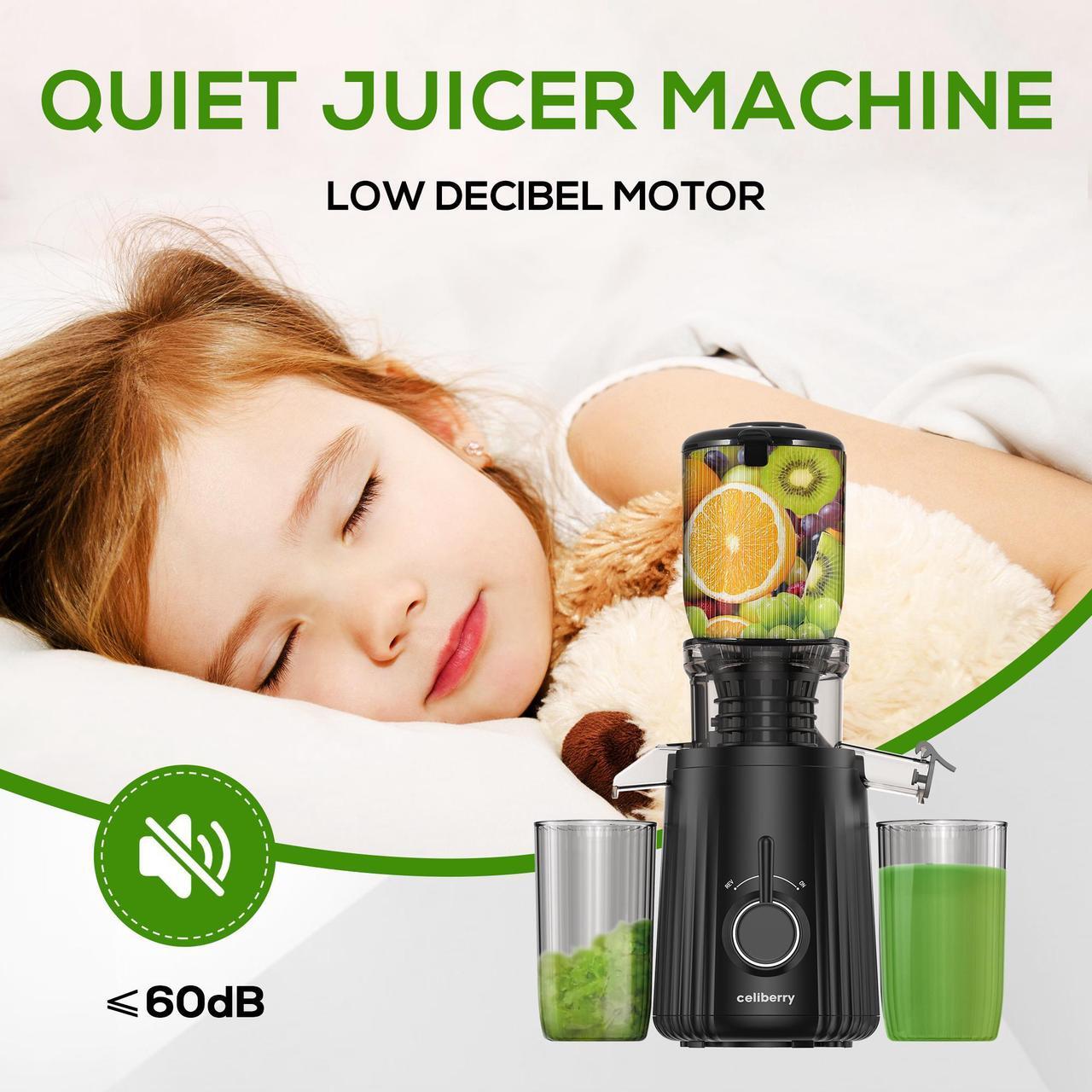 Alt view image 5 of 6 - celiberry Cold Press Juicer, Slow Masticating Juicer Machines with 4.25" Wide Chute, Self Feeding Electric Juicer Fit Whole Vegetable & Fruit, Quiet Motor Juice Extractor, 98% Juice Purity, Easy Clean