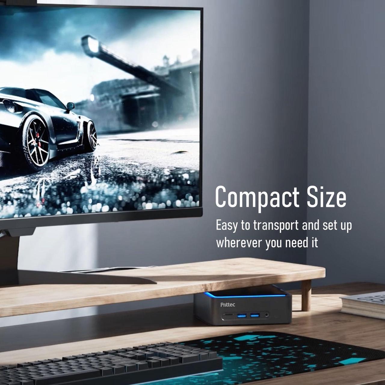 Alt view image 4 of 7 - Prittec F8 Mini PC, Intel 13th Gen i5-13420H, 16GB DDR4, 512GB M.2 SSD, Support 8K, 4 Display, HDMI x 2, USB3.2 Gen 2 x 4, Type-C x 2, WiFi6/BT5.2, 2.5GB LAN x 1, OS